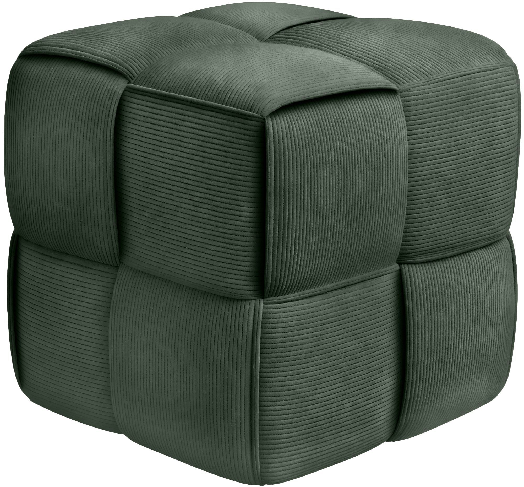 Sitzhocker Forinta Cord, dunkelgrün