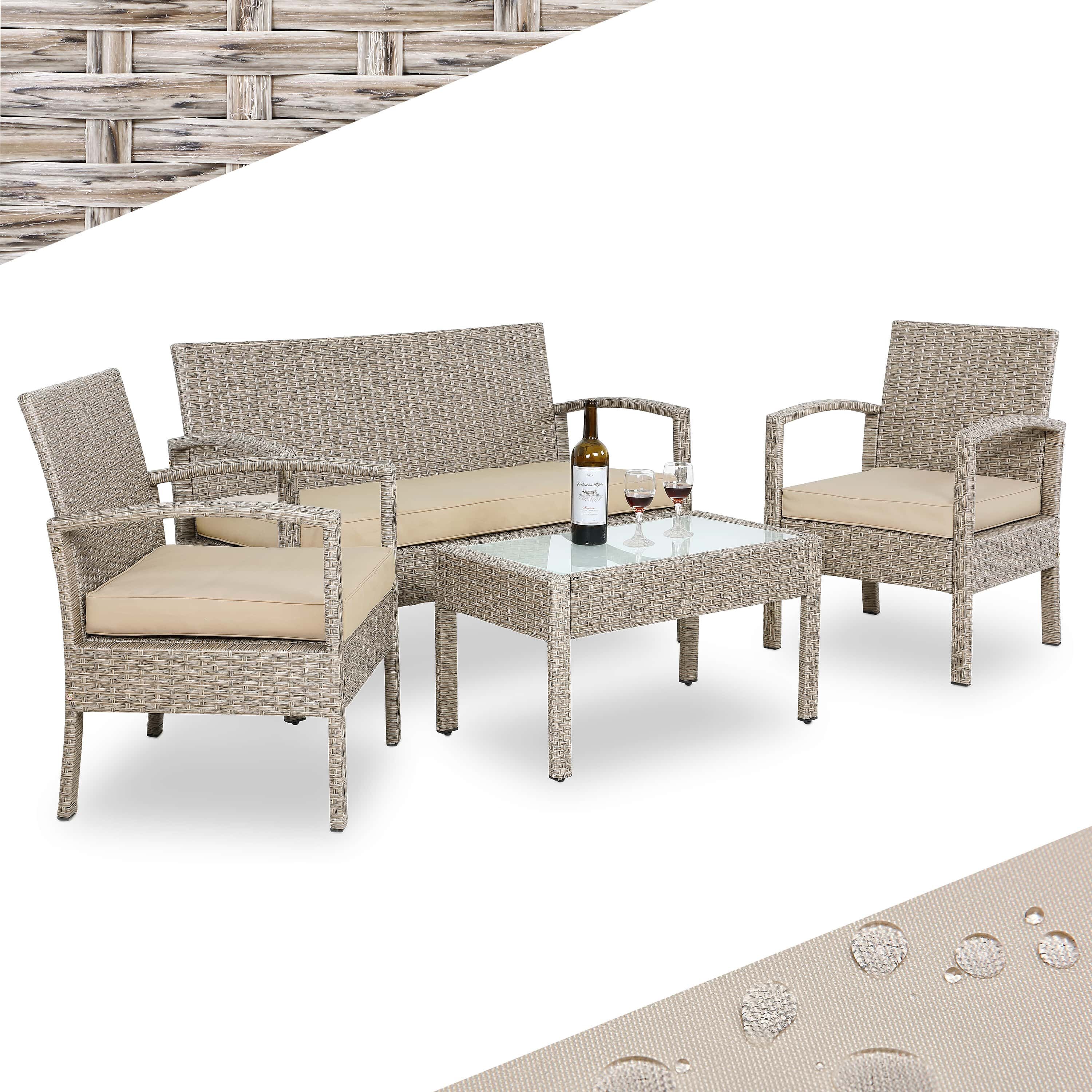 Polyrattan Garten-Sitzgruppe 4-tlg Creme