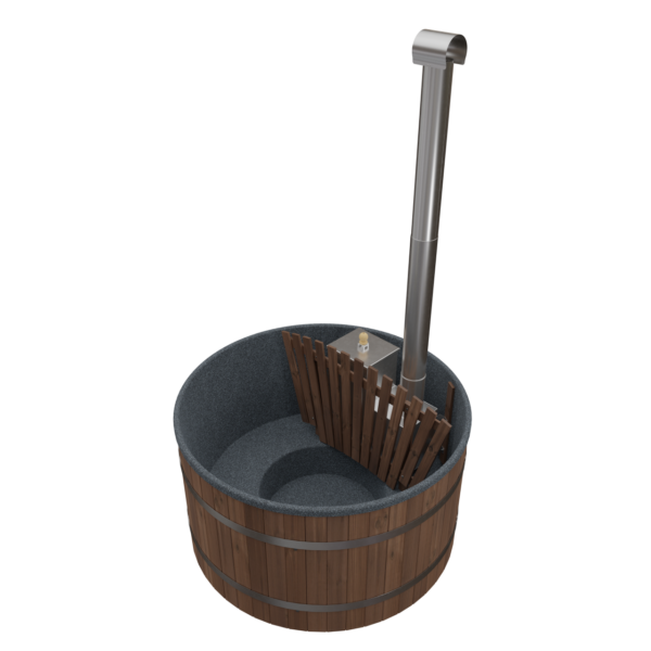 Hot Tub 170 – Badefass aus Thermoholz mit Holzofen & Kunststoffeinsatz