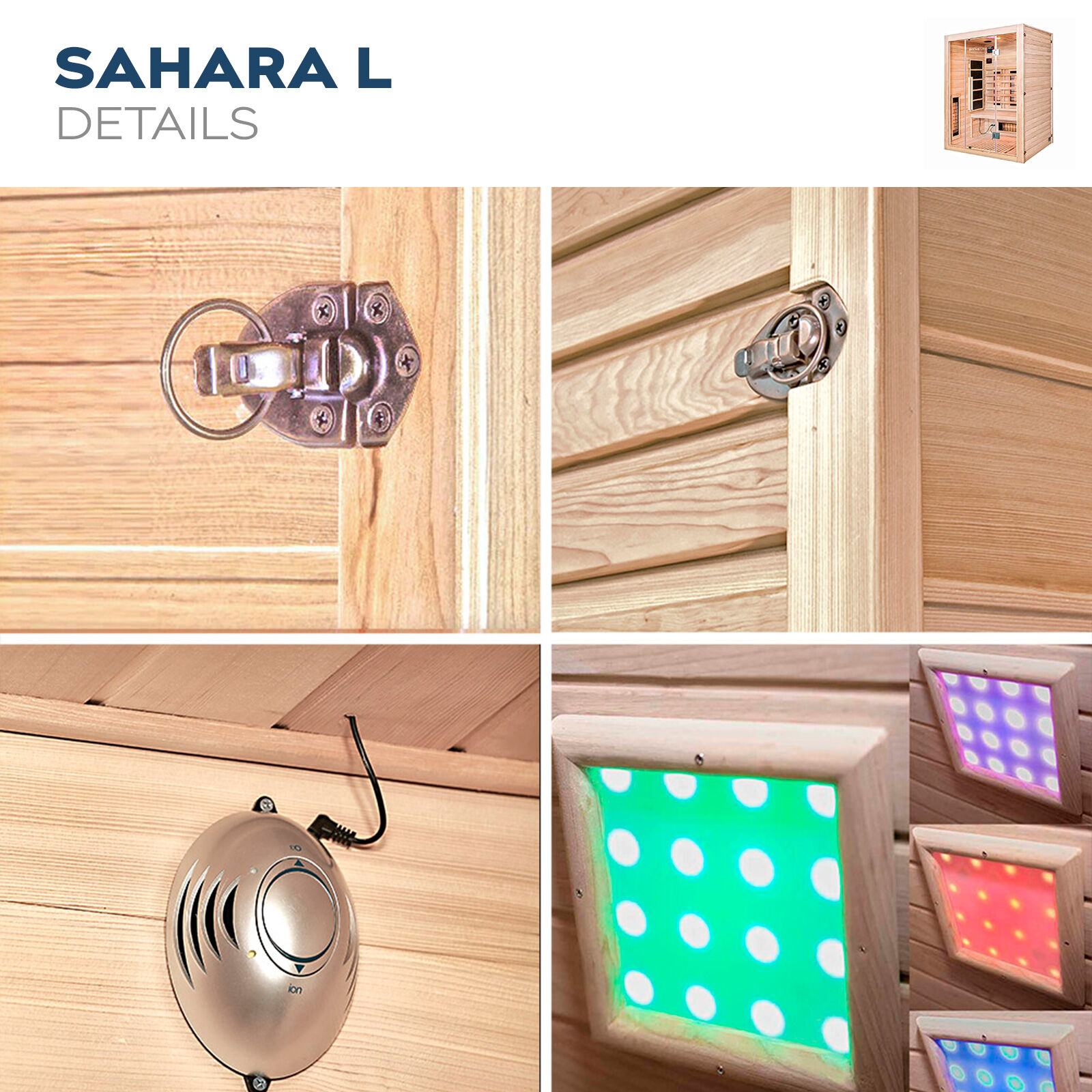 Infrarotkabine mit Vollspektrumstrahler SAHARA L - 150 x 120 cm für 3 Personen