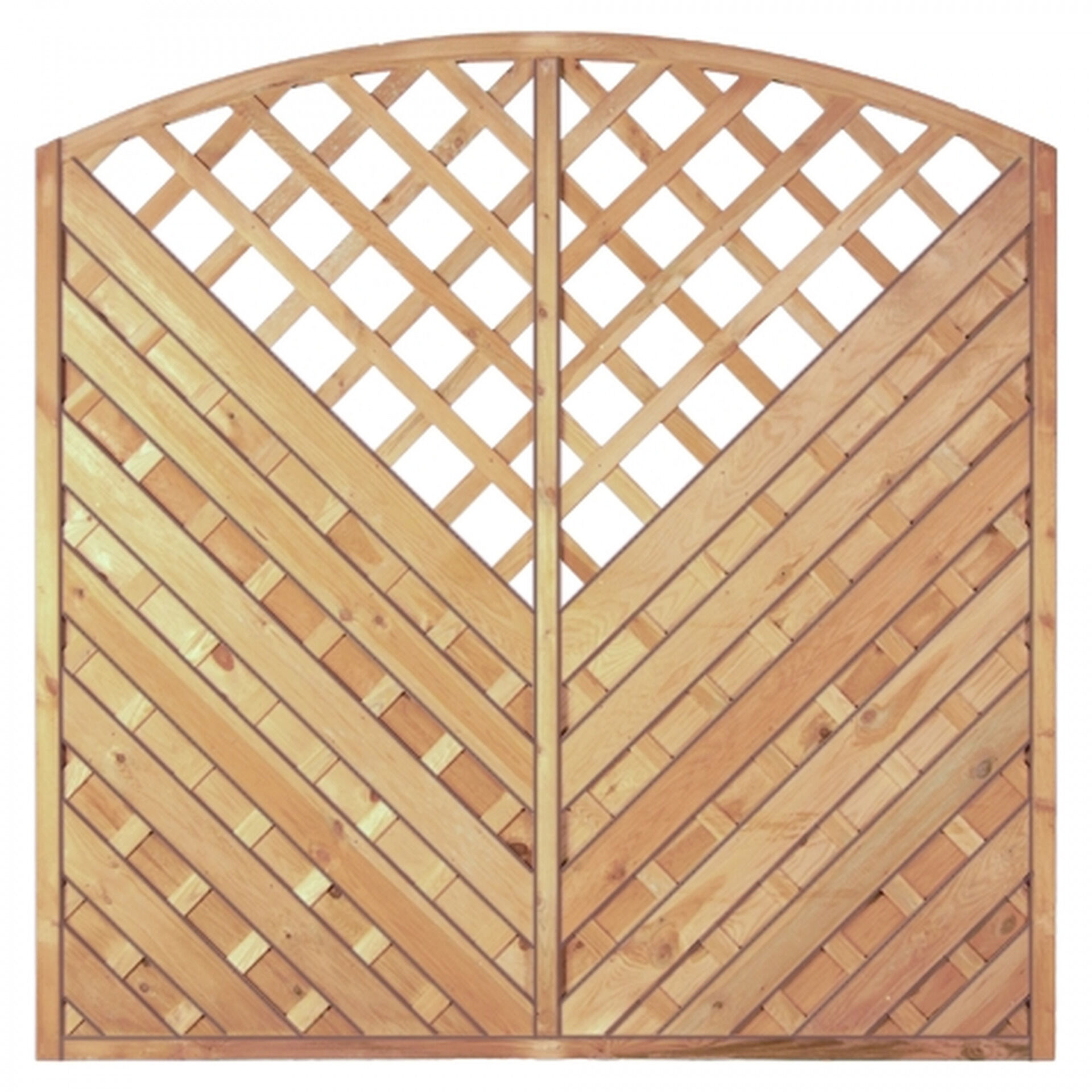 Maxi-Diagonal-Bogen 180 x 180/160 cm, Rahmen 45/45 mm, kdi grün, Rankausschnit, Lamellen geriffelt & geschraubt