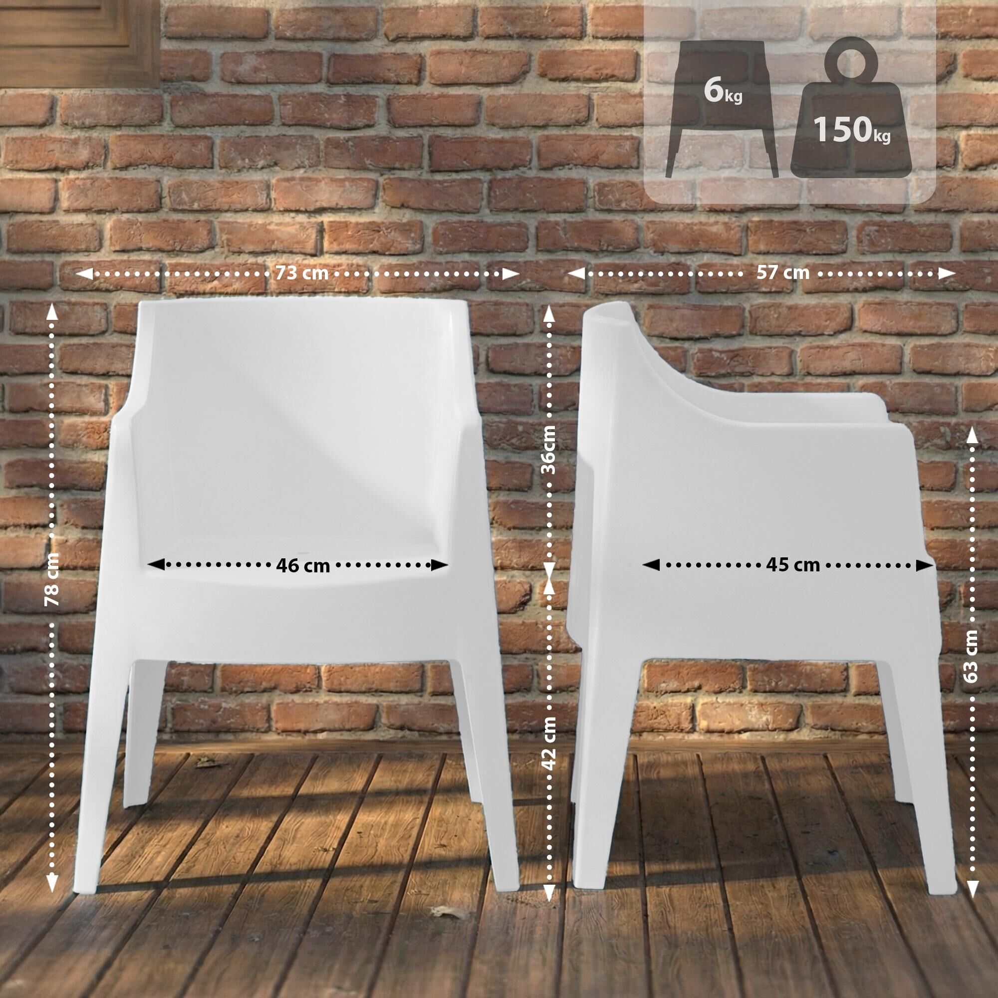 6er Set Stühle Bartal, weiß