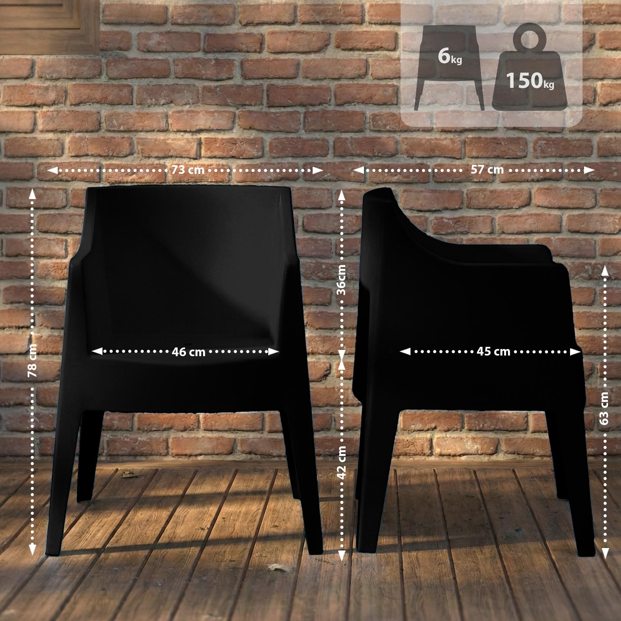 6er Set Stühle Bartal, schwarz