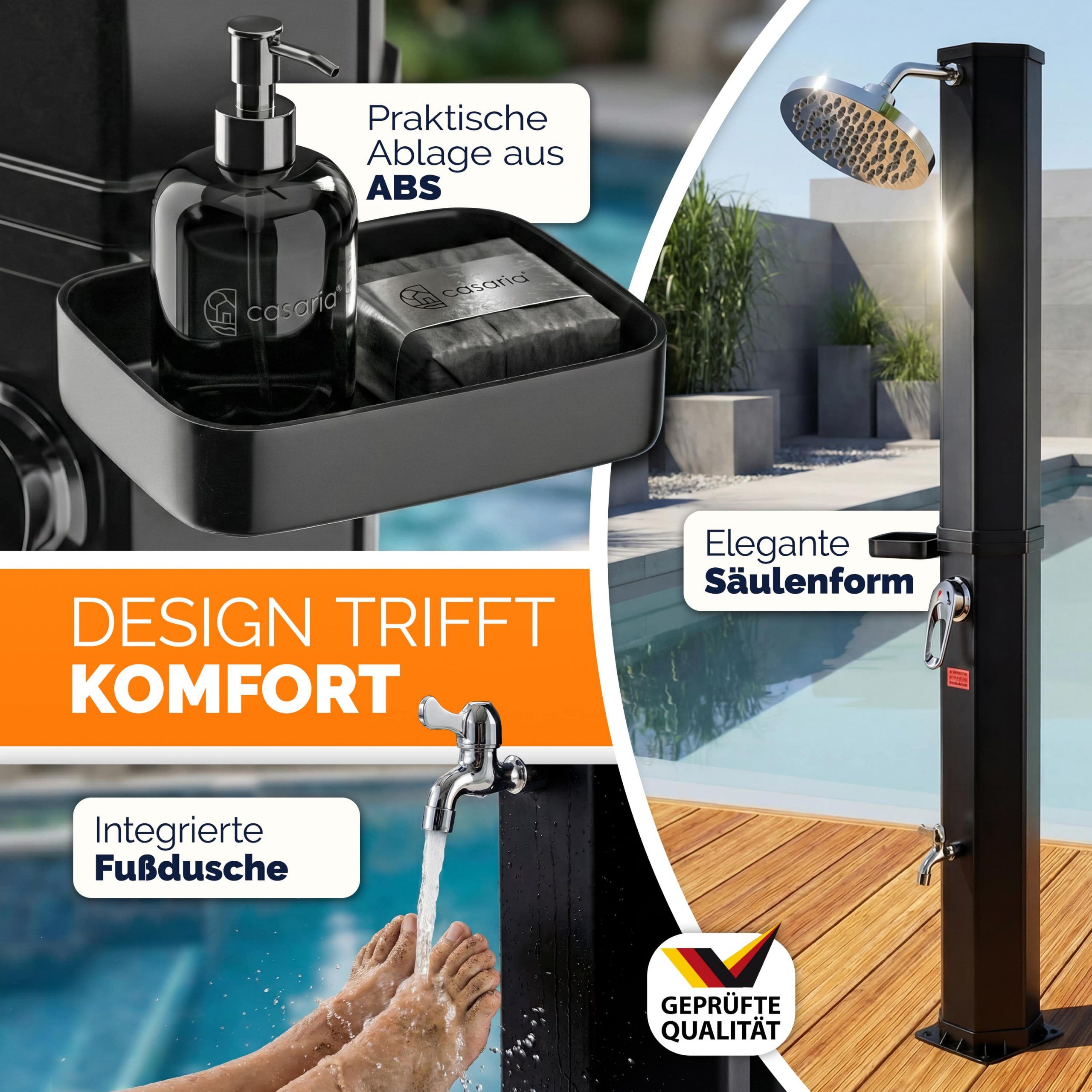 Solardusche Schwarz 60L