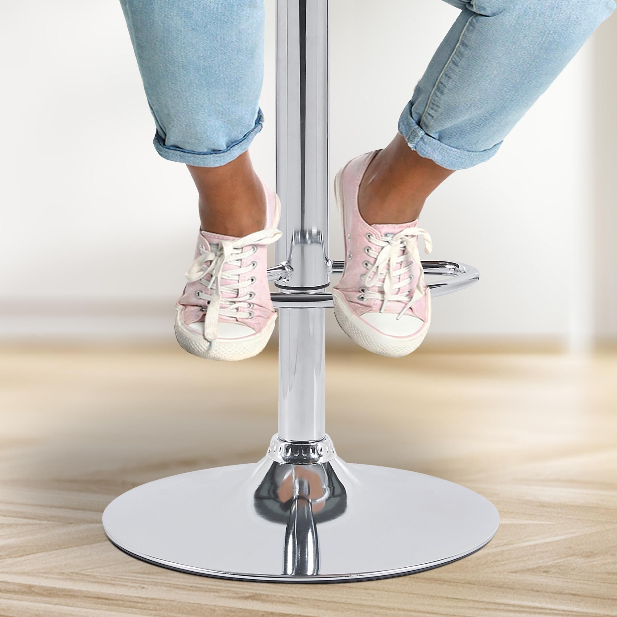 2er Set Barhocker Solon Chrom Stoff, blau