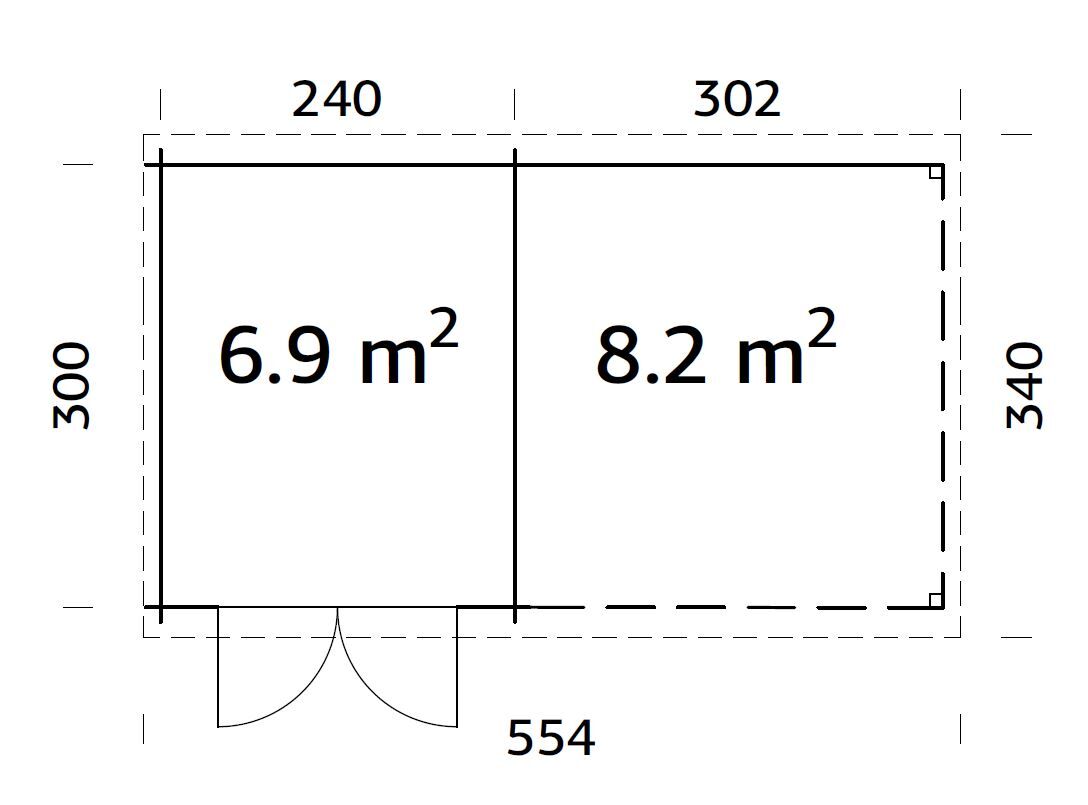 Flachdach Palmako Gartenhaus Ella 6,9+8,2 m²