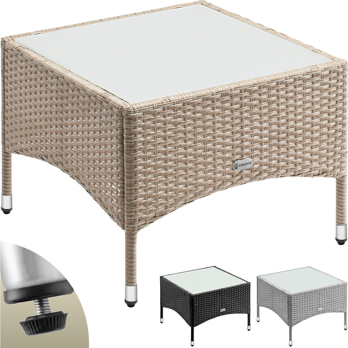 Polyrattan Beistelltisch Grau-Beige 58x58x42cm