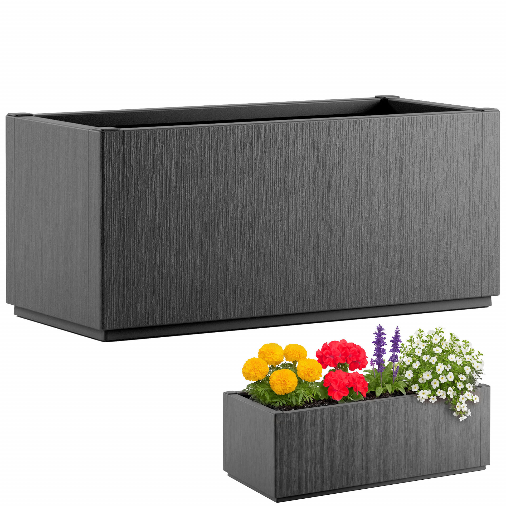Blumentopf Ethica Anthrazit Kunststoff 80x36x36cm