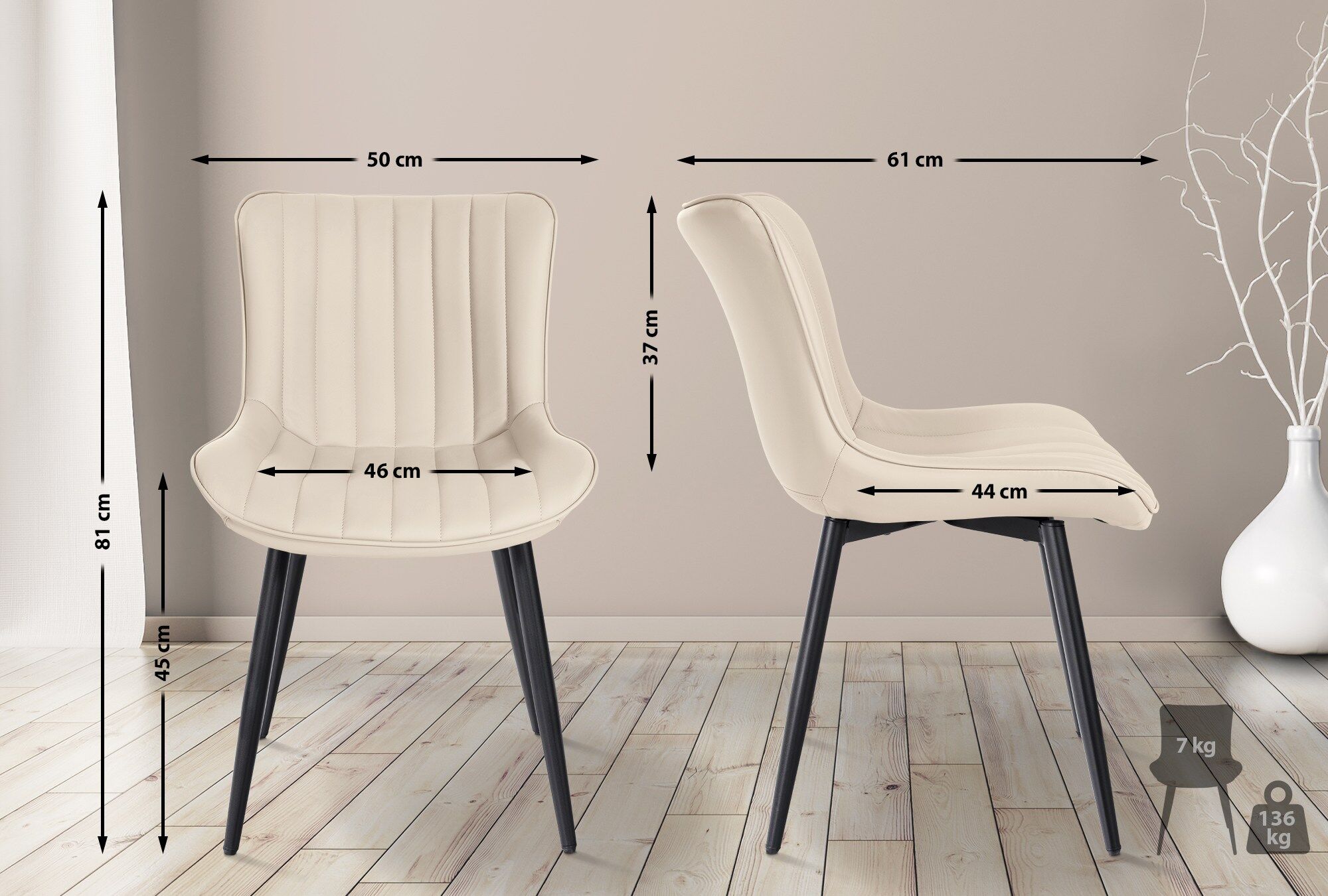 Stuhl Largo Kunstleder, creme