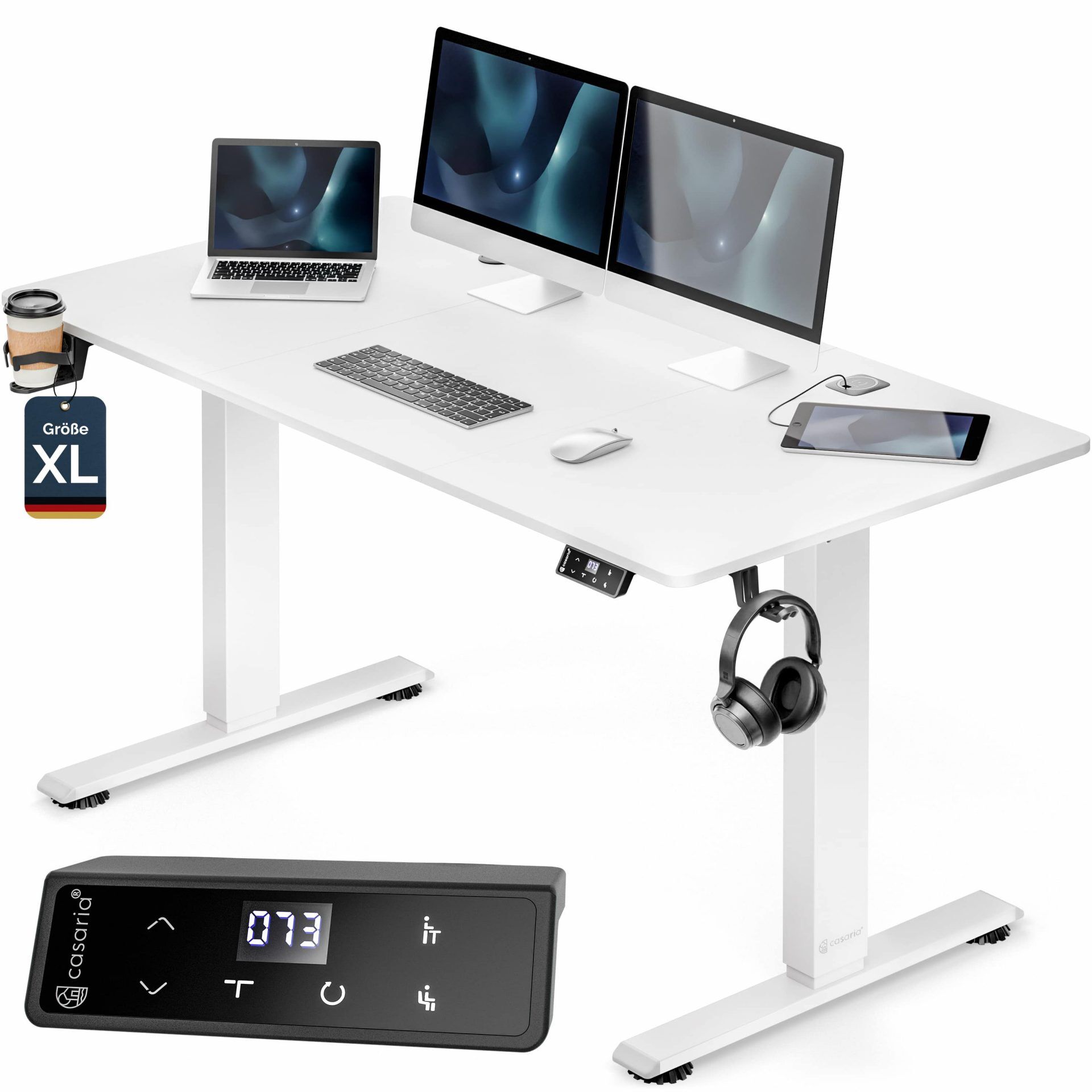 Höhenverstellbarer Schreibtisch Weiß 160x75x72-117cm