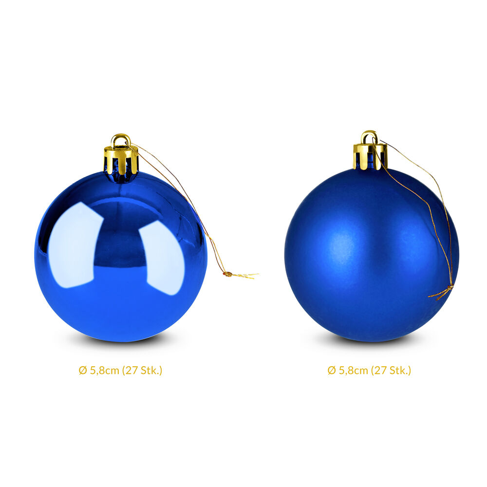 Weihnachtskugeln Blau 54-tlg in matt + glänzend