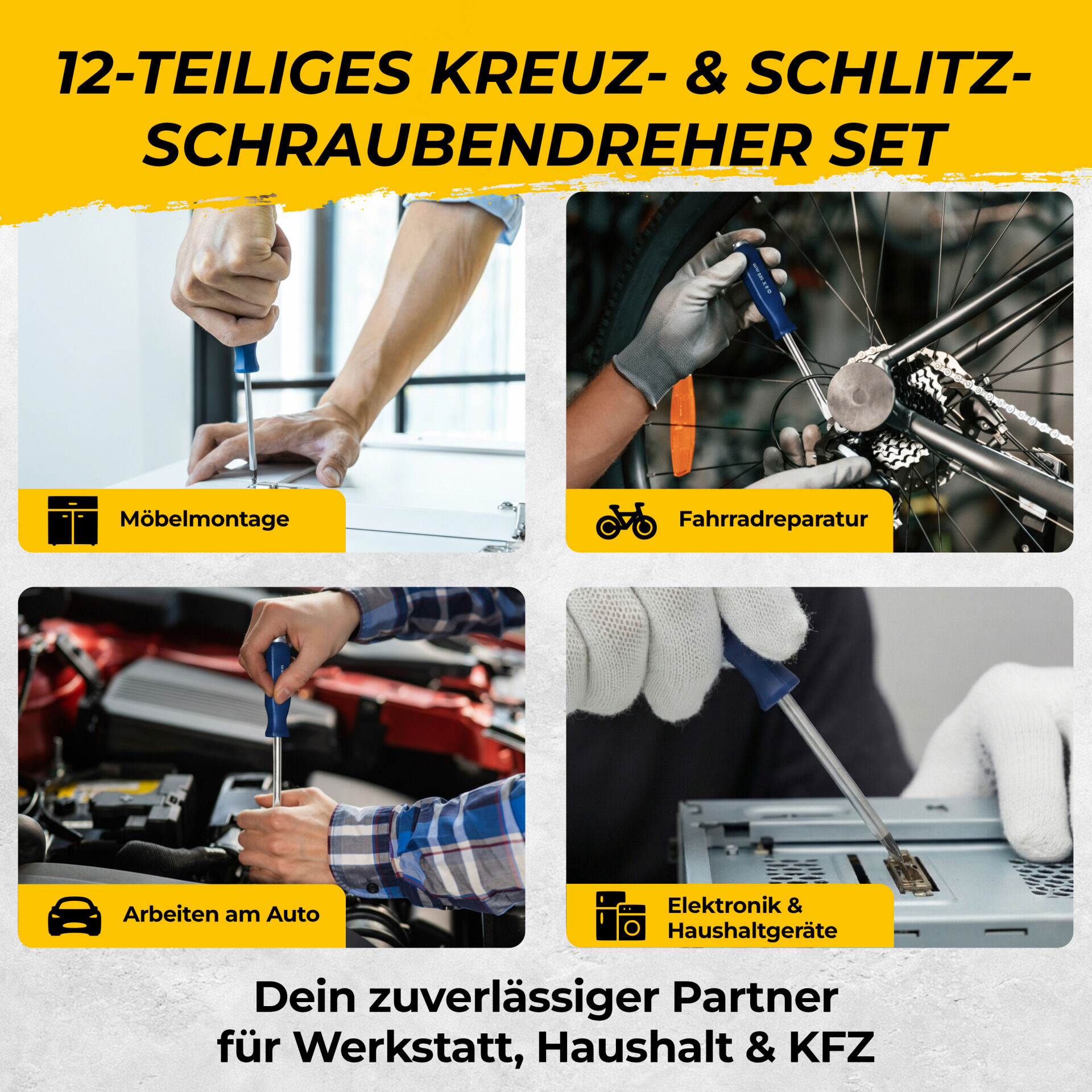 Spezial-Schraubendreherset 12-tlg aus Chrom-Vanadium-Stahl