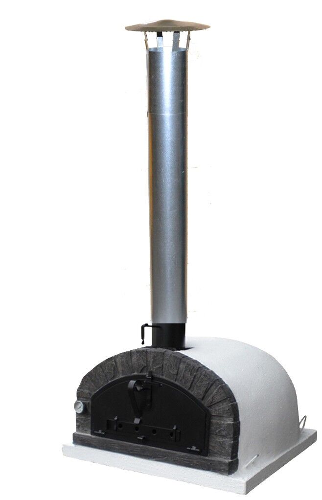 Traditioneller Backofen Brazza 100 inkl. Kaminrohr und Regenhut aus Feueraluminum, weiß