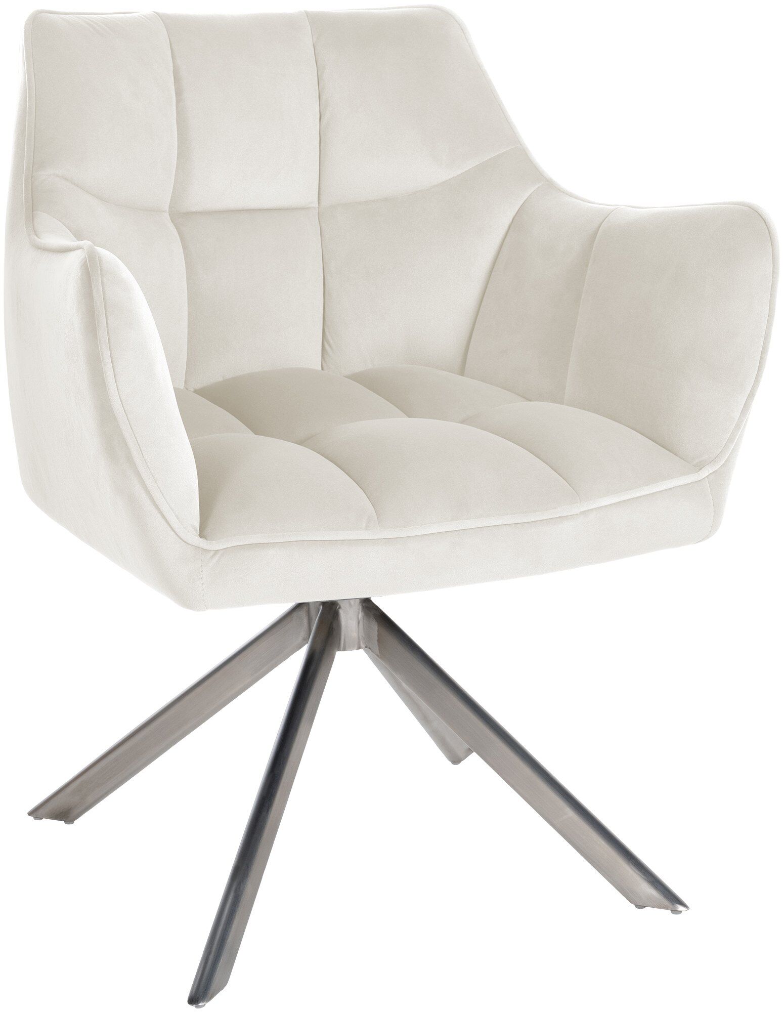 Esszimmerstuhl Swing Samt edelstahl, creme