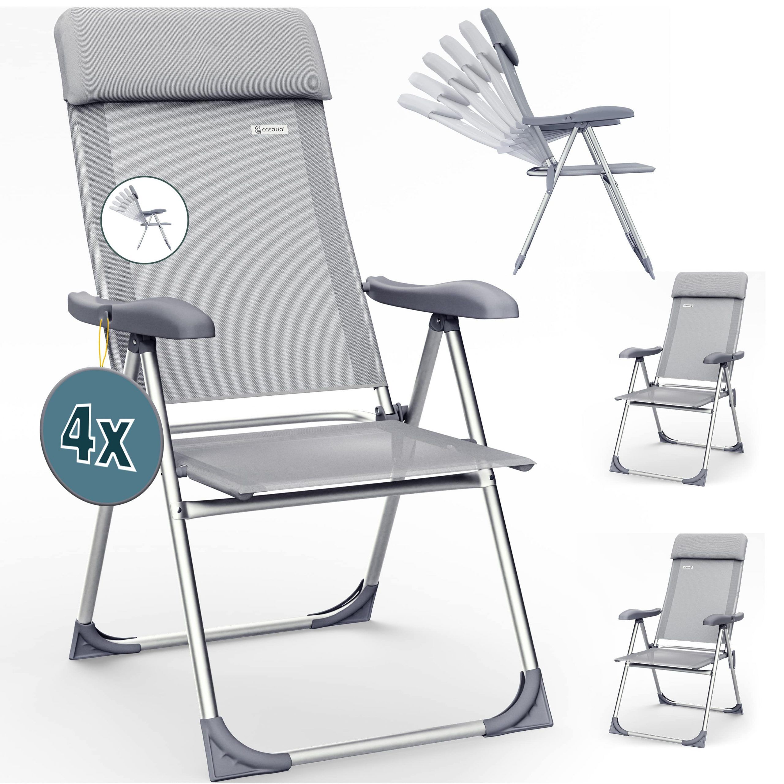 Gartenstuhl 4er-Set Silber Alu