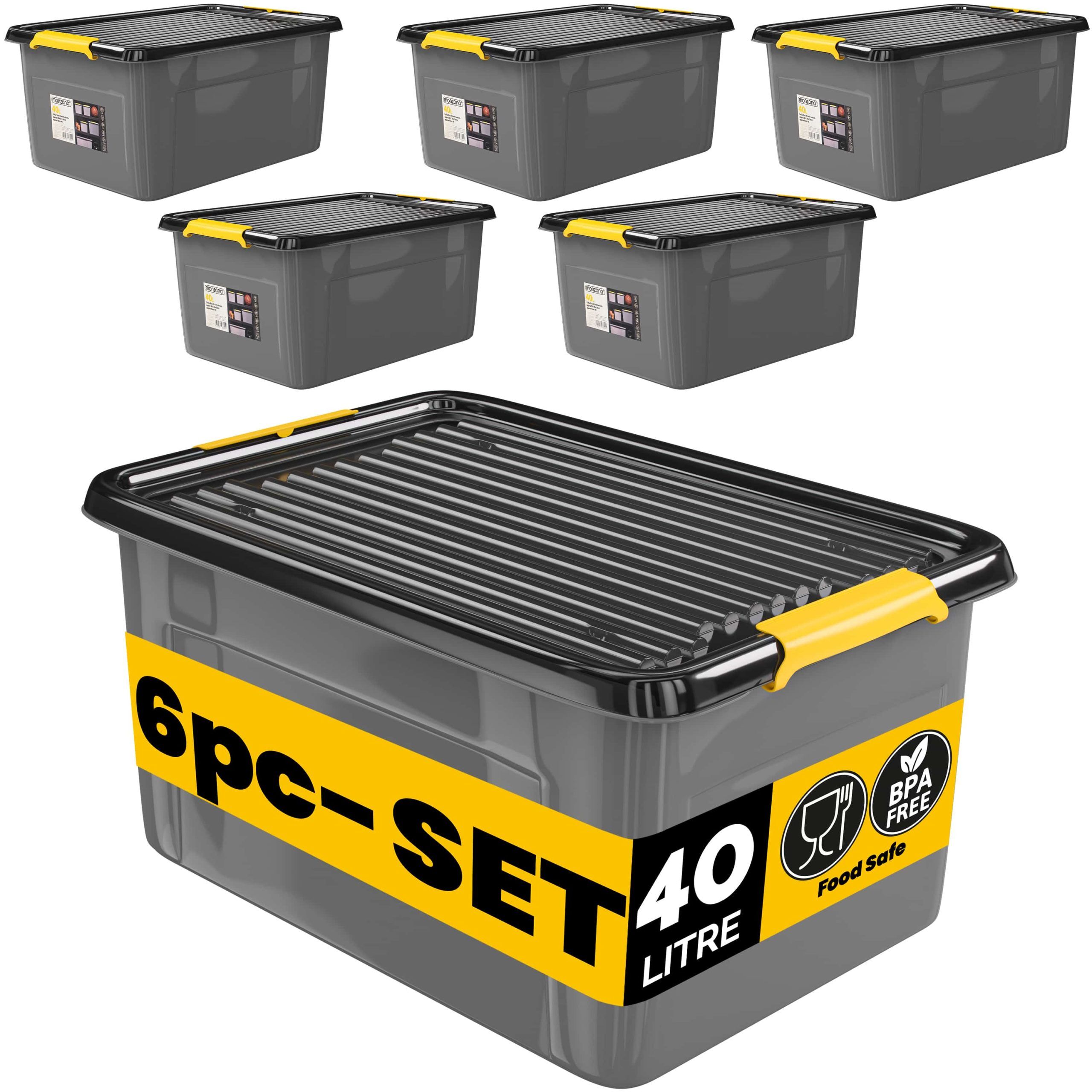 Aufbewahrungsbox 6er-Set Grau/Anthrazit 58x39x25cm stapelbar