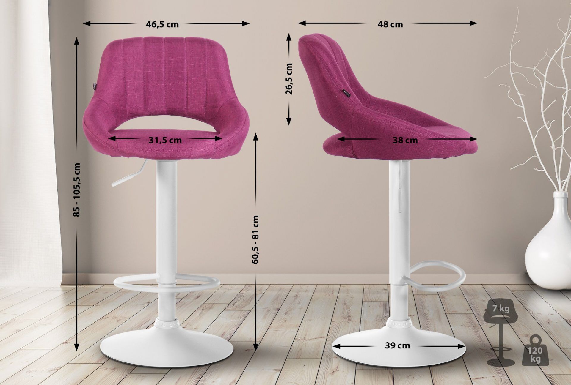 2er Set Barhocker Milet Stoff W, lila