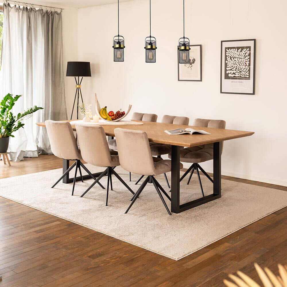 Esstisch Eckig AVENCIA inkl. U-Fuß - 240 x 120 cm Fishbone Oak