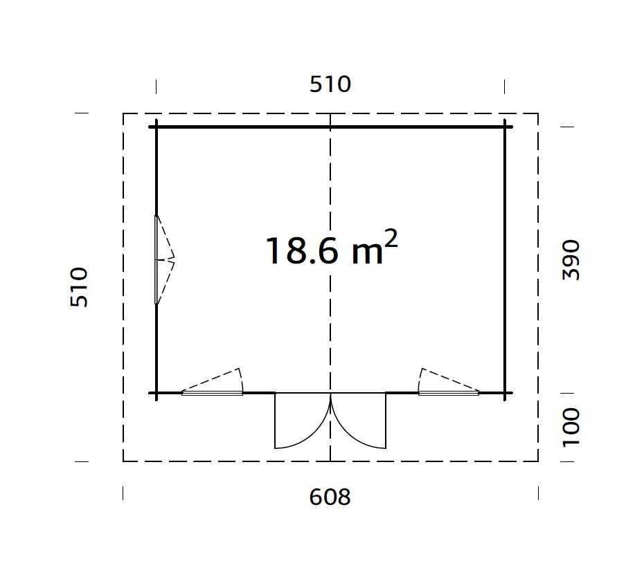 Grundriss Palmako Gartenhaus Helena 18,6 m²