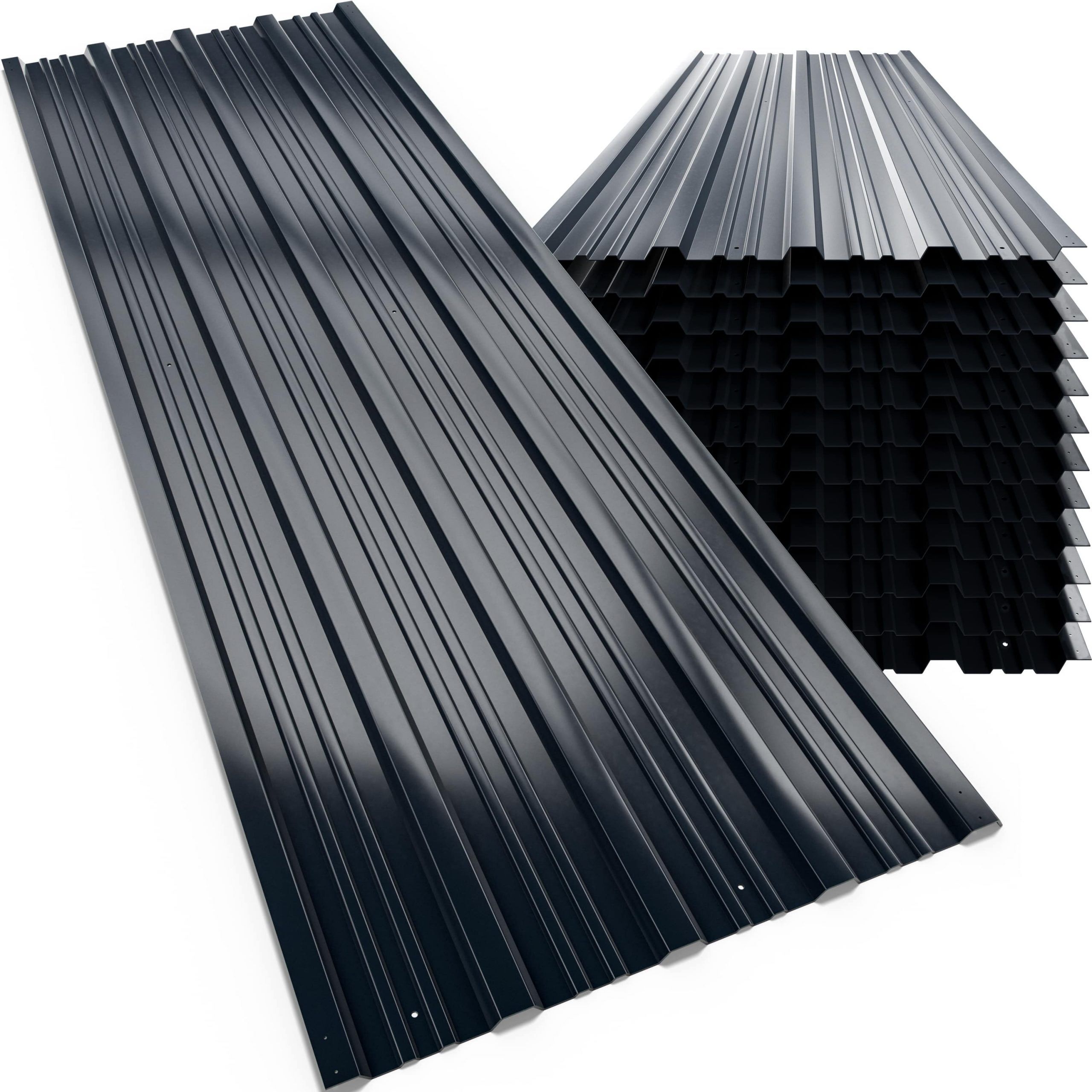 Trapezblech 12er-Set Grau 129x46cm gelocht