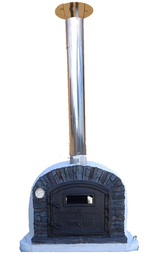 Pizzaofen Ventura AL 100 inkl. Kaminrohr und Regenhut aus Edelstahl, schwarz