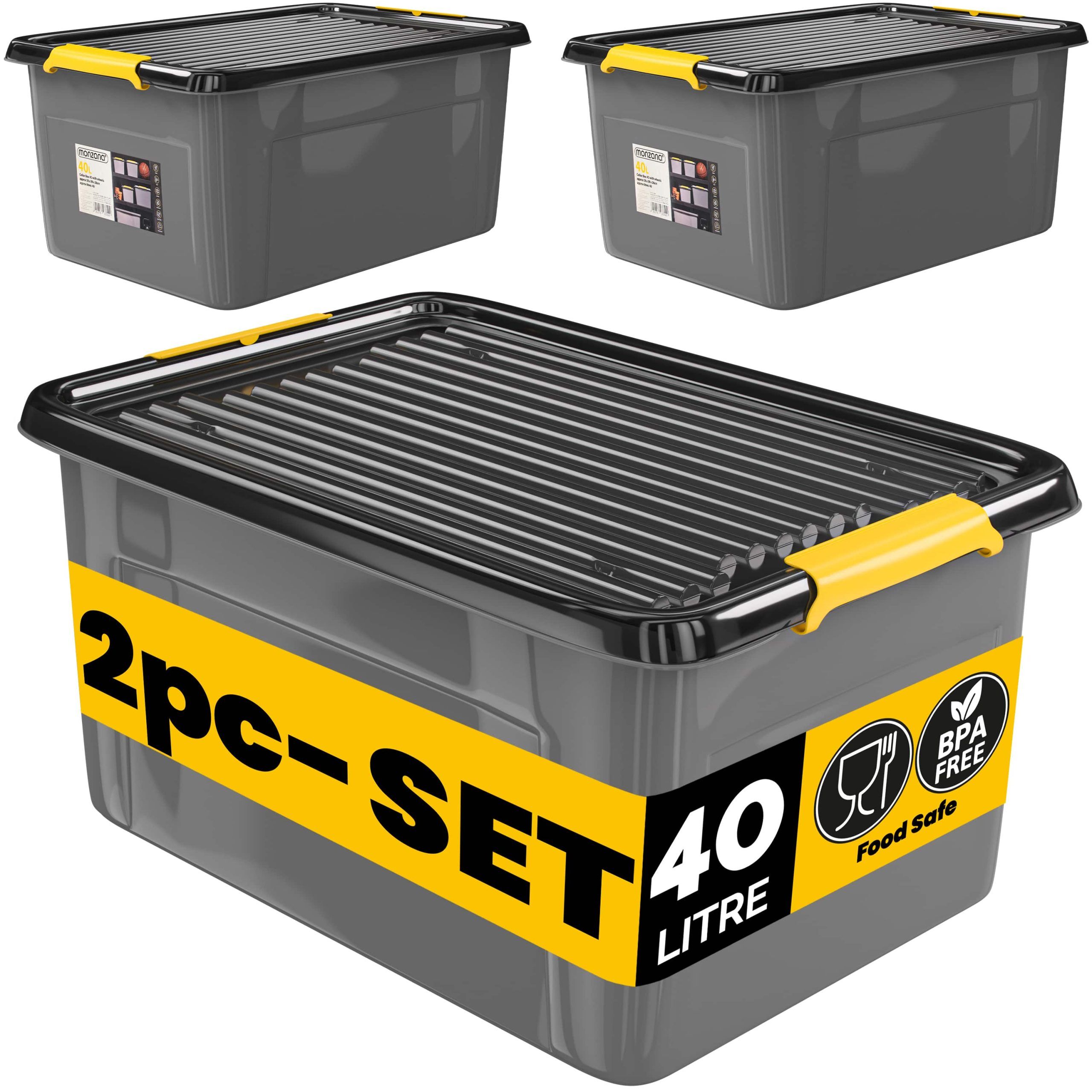 Aufbewahrungsbox 2er-Set Grau/Anthrazit 58x39x25cm stapelbar