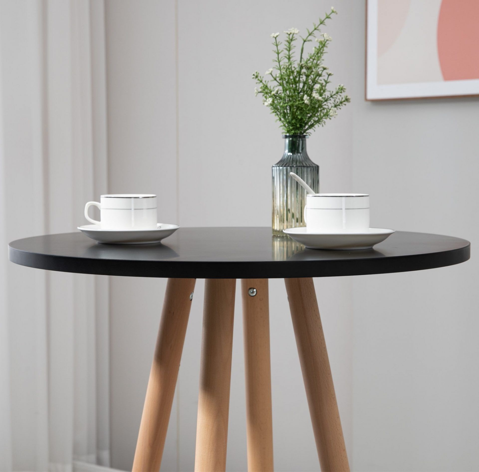 Stehtisch Livia rund, natura/schwarz