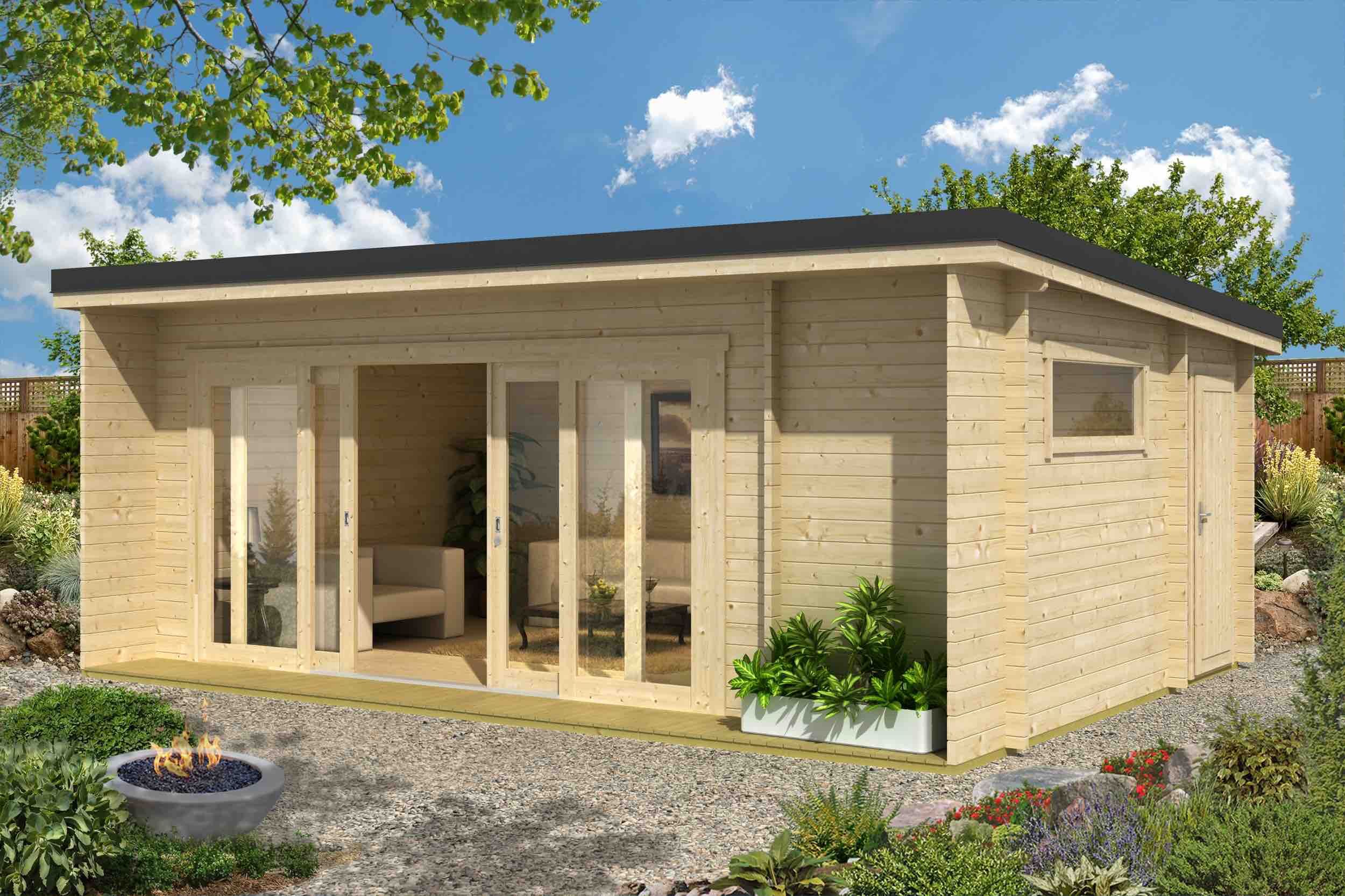 Flachdach Gartenhaus Lasita Maja Java