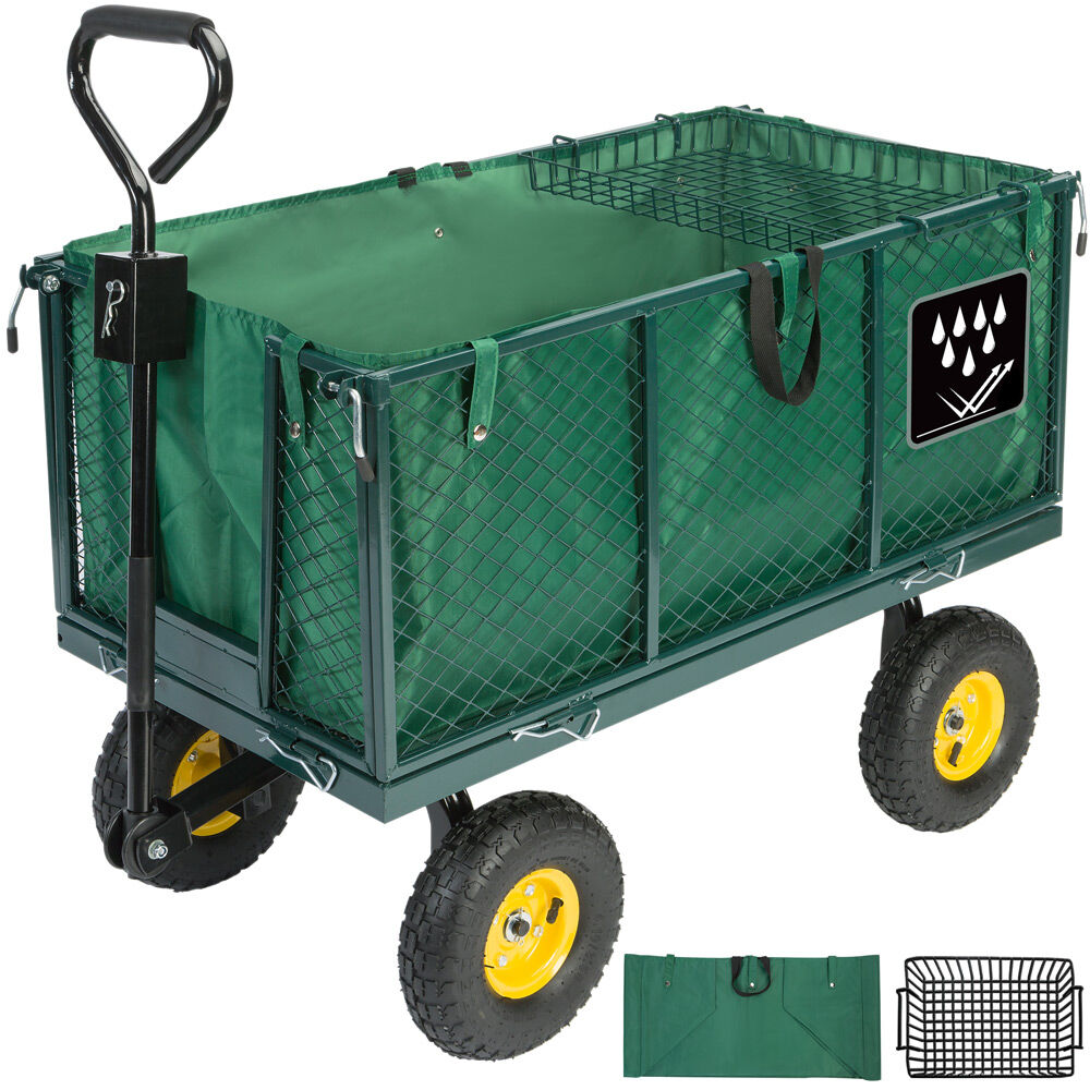 Transportwagen 550 kg Grün 110x75x52cm mit 4 Luftreifen + Plane