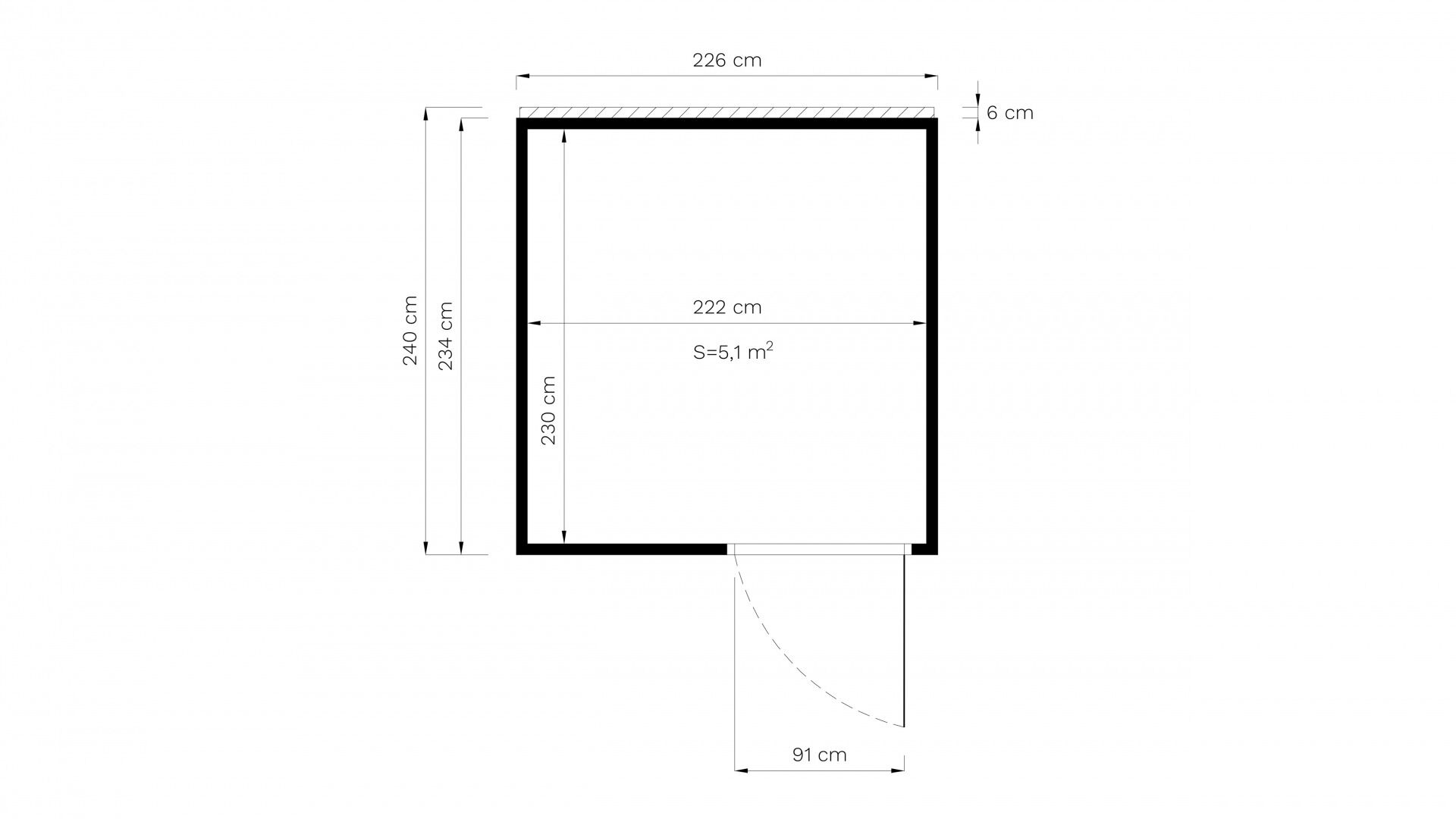 Gartenhaus Holz Cubus 2 Office naturbelassen 223 x 230 cm
