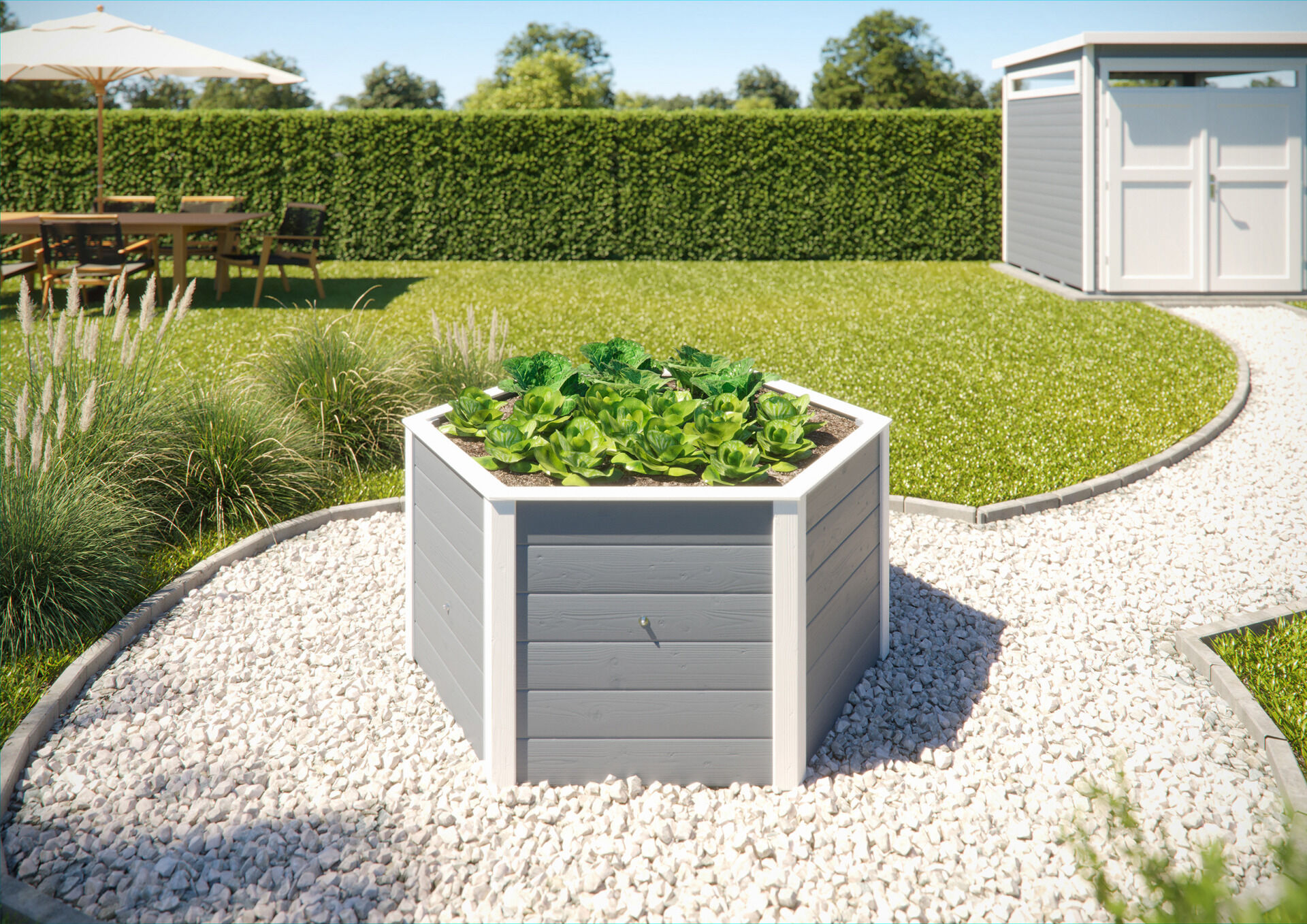 weka Elementhochbeet 6-Eck, 669, 21 mm, grau