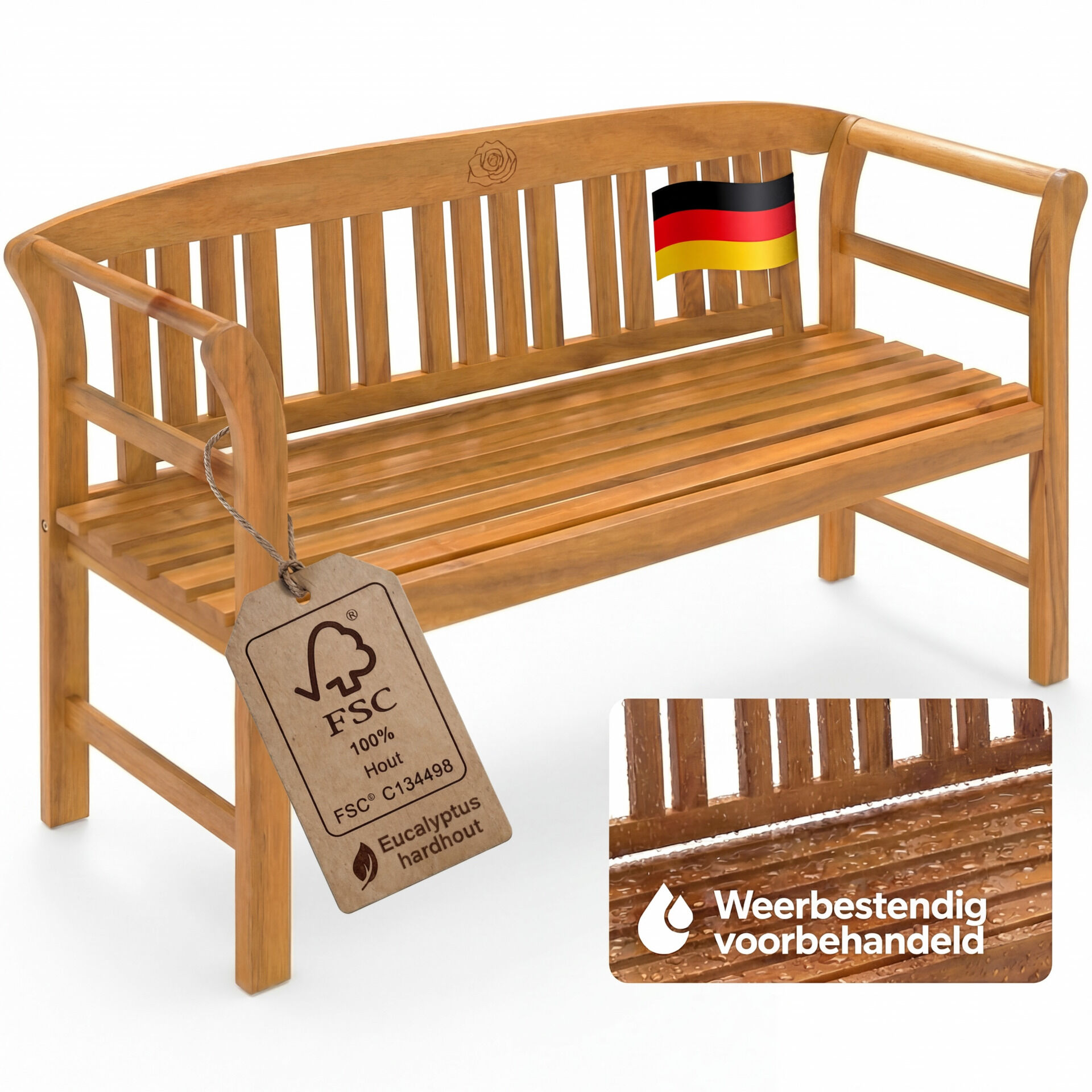 Gartenbank Rose Eukalyptusholz FSC®-zertifiziert 157x45x82cm