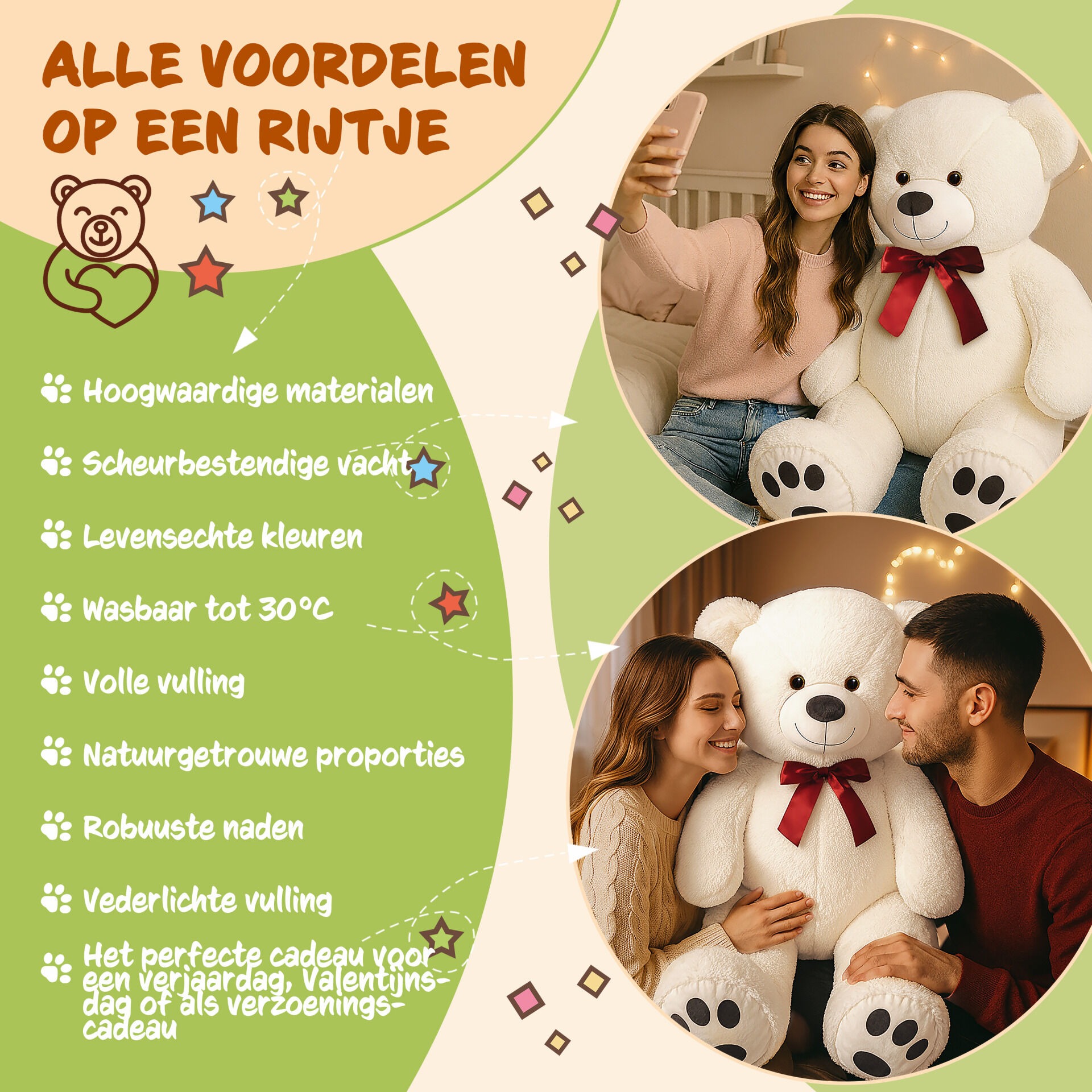 Plüschtier Teddybär XXL Weiß 150cm