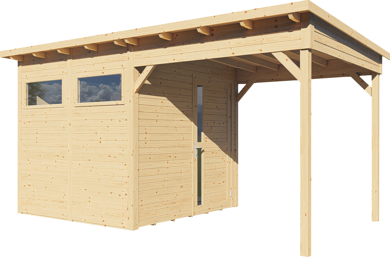 Gartenhaus Holz Pentus 2 Lounge naturbelassen 449 x 234 cm