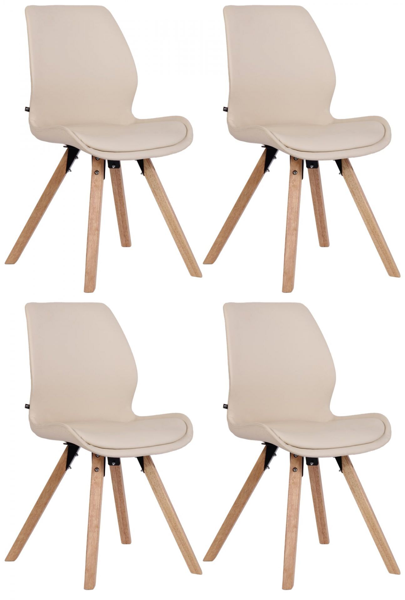 4er Set Stuhl Luna Kunstleder, creme
