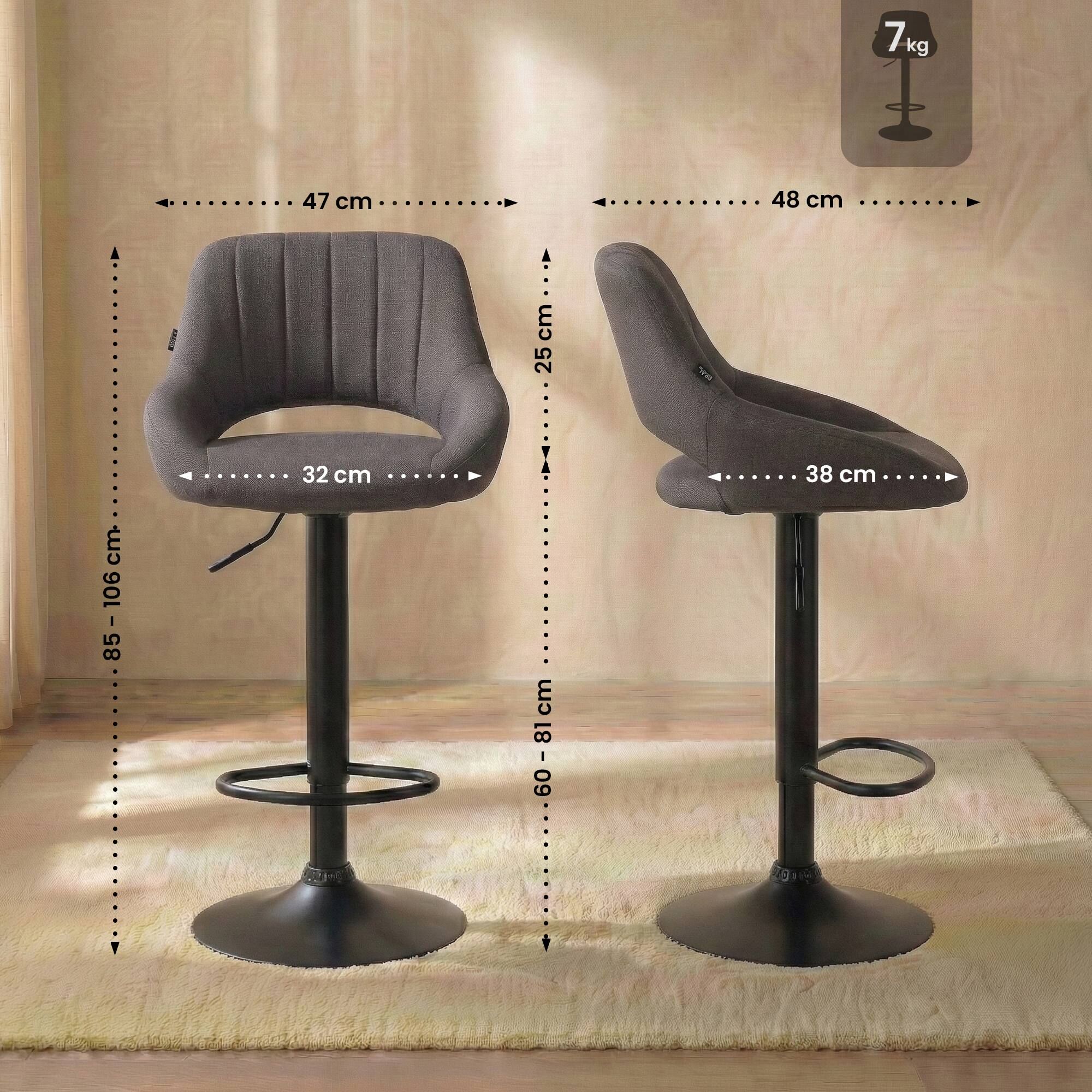 Barhocker Milet Stoff schwarz, dunkelgrau