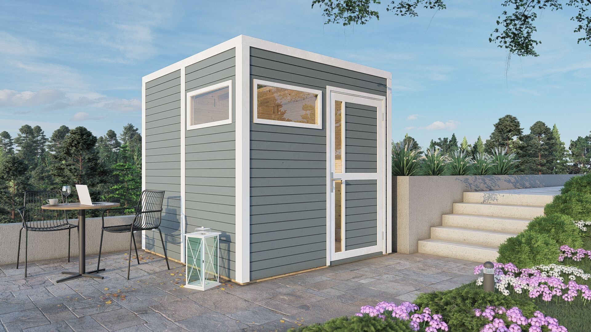 Gartenhaus Cubus 2 Hellgrau 226 x 234 cm