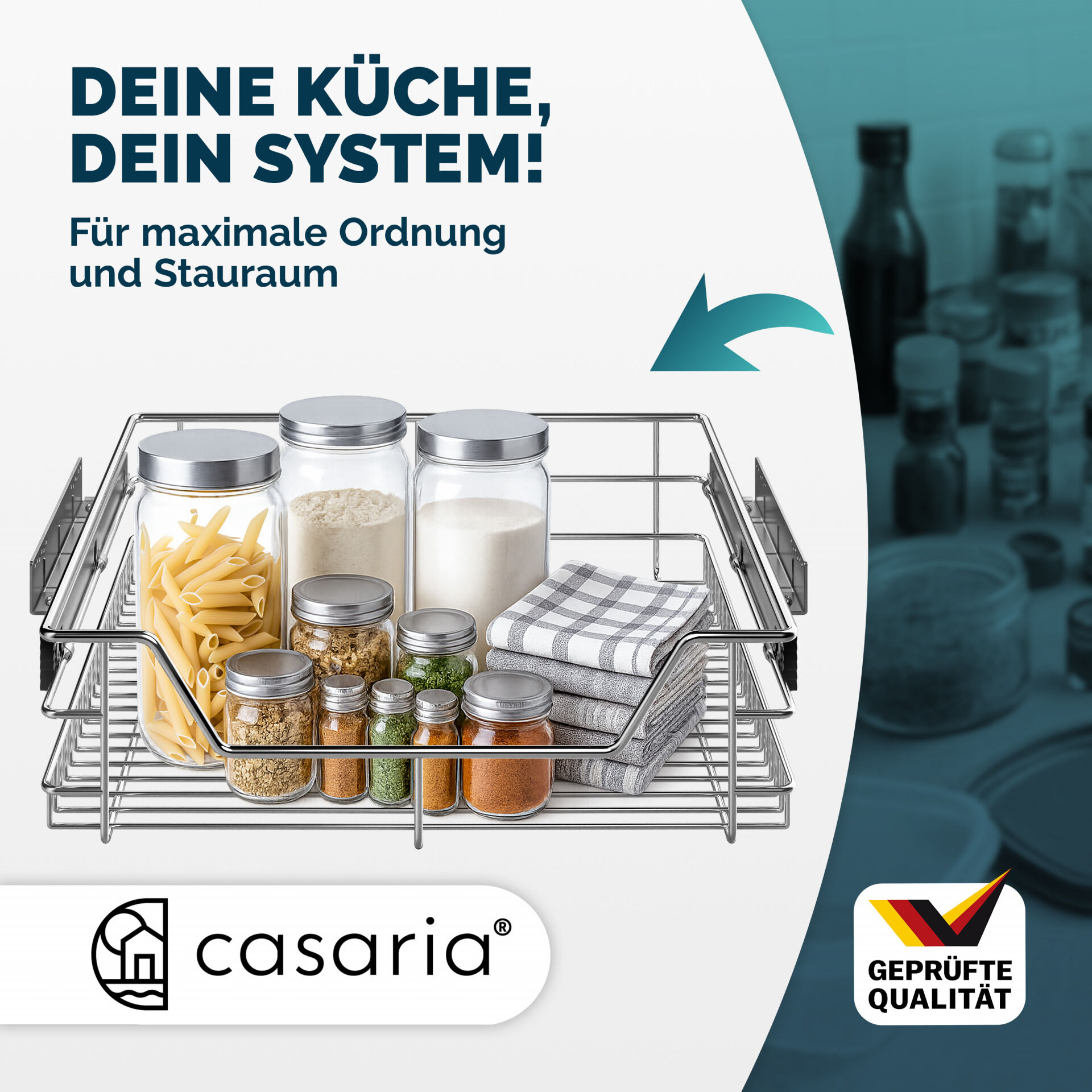 Teleskopschublade 50cm Schrankbreite Außenmaß