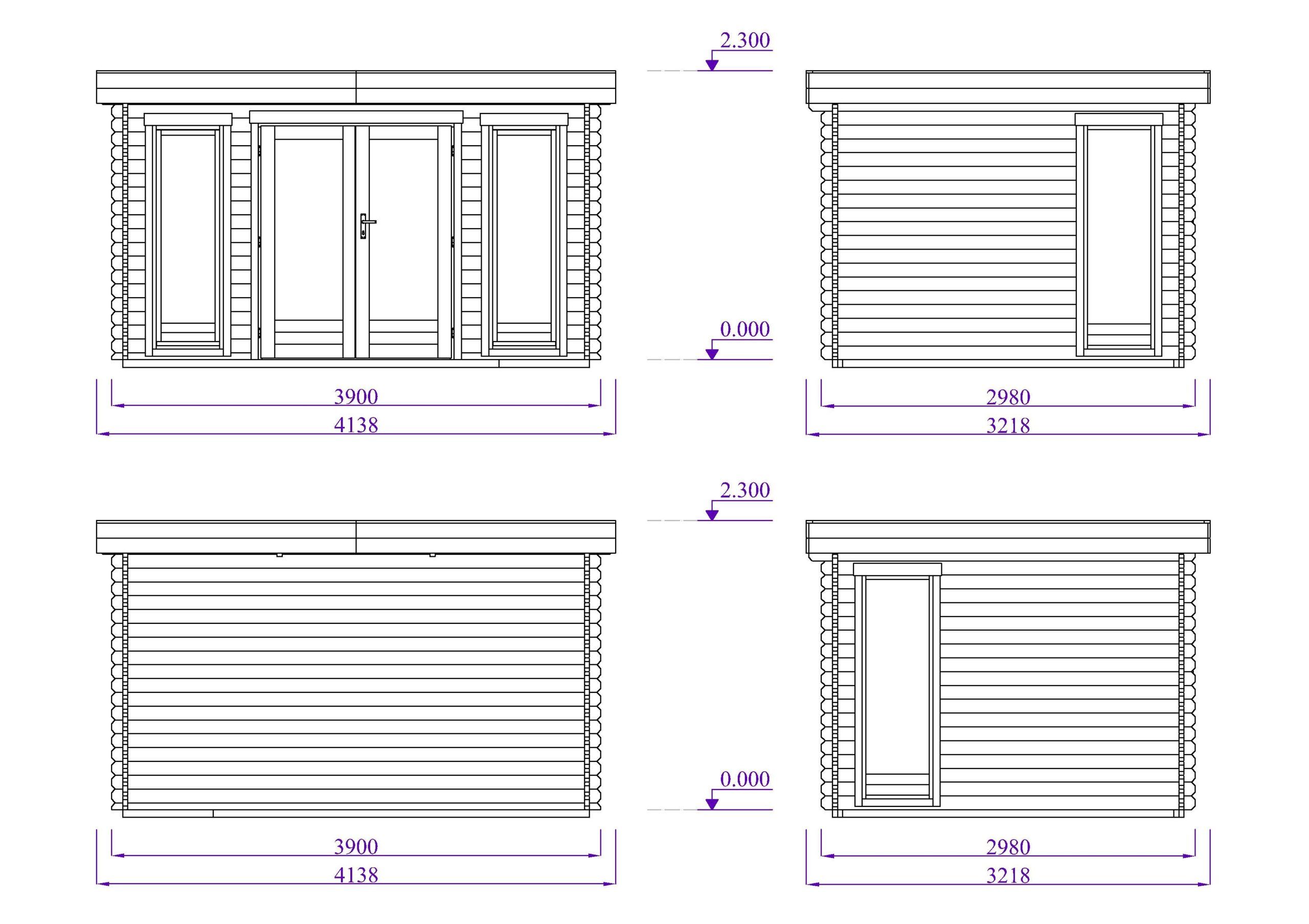 Flachdach Gartenhaus York 8