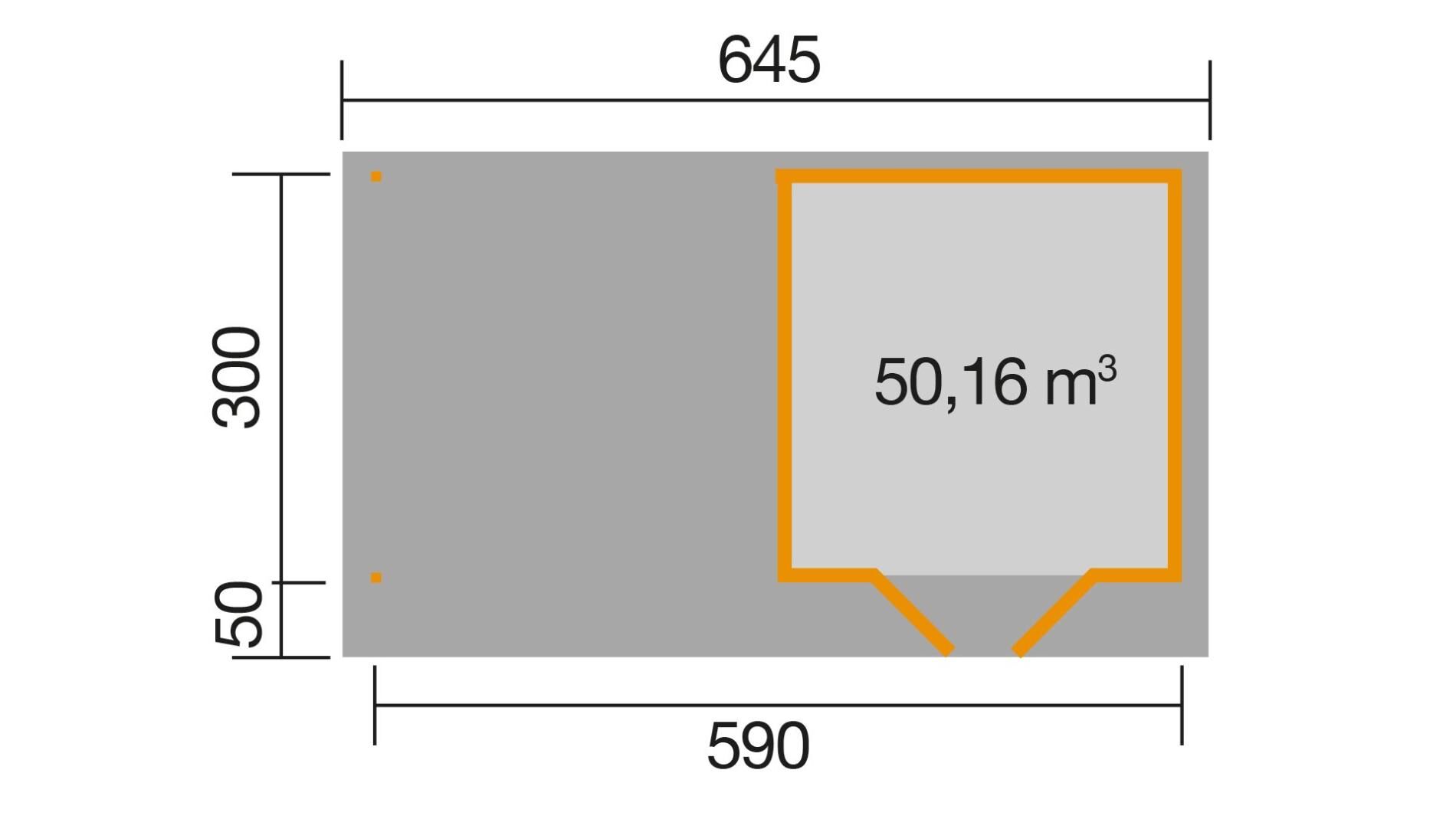 weka Design-Gartenhaus 126 Plus B 6,5x3,8m, Naturbelassen, Premium Dachbahn selbstklebend