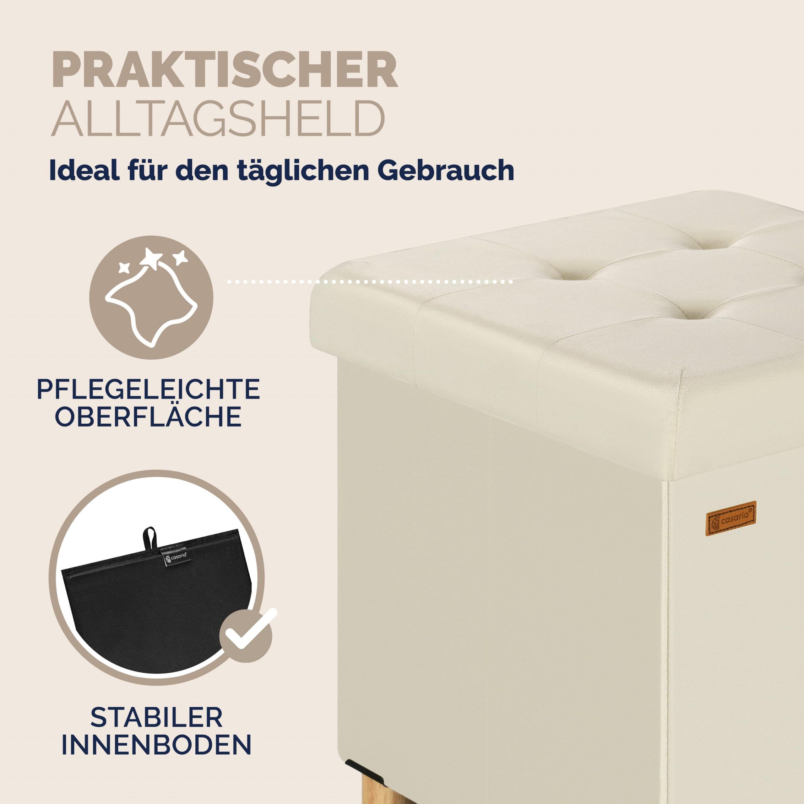Sitzhocker Beige Samt 42x38x38cm faltbar