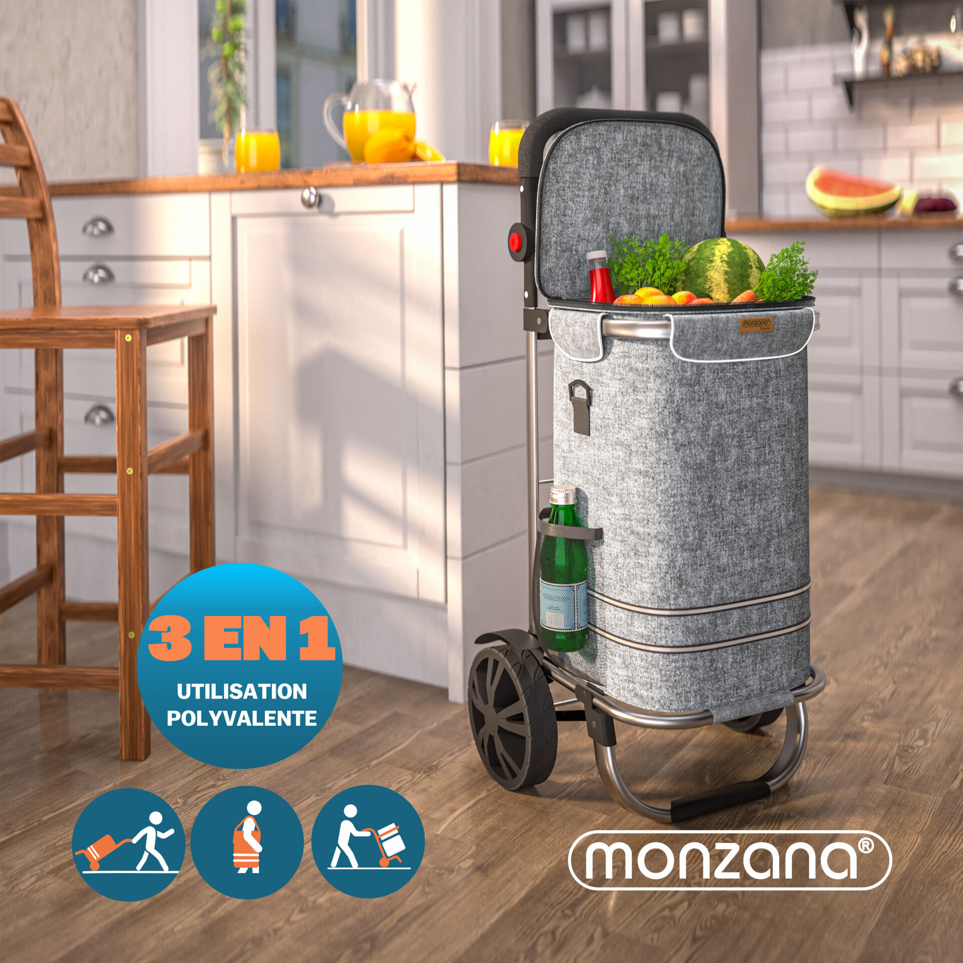 Einkaufstrolley Grau Alu 56L 31x24x54cm