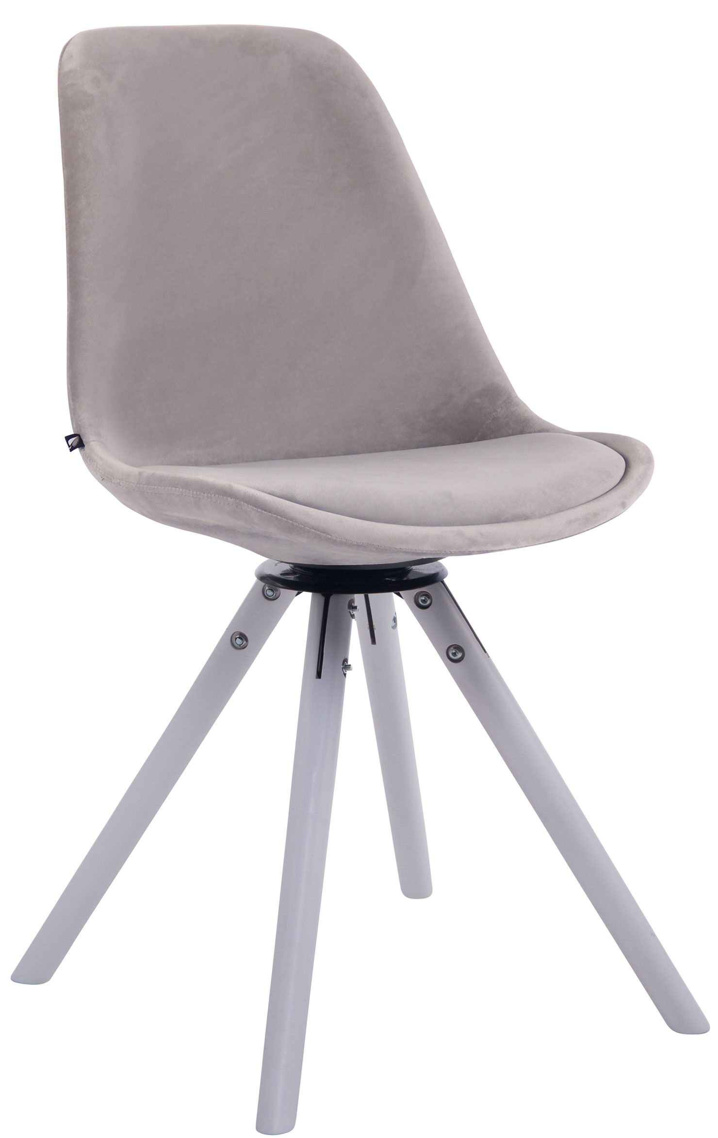 Esszimmerstuhl Troyes Samt Rund weiß, grau