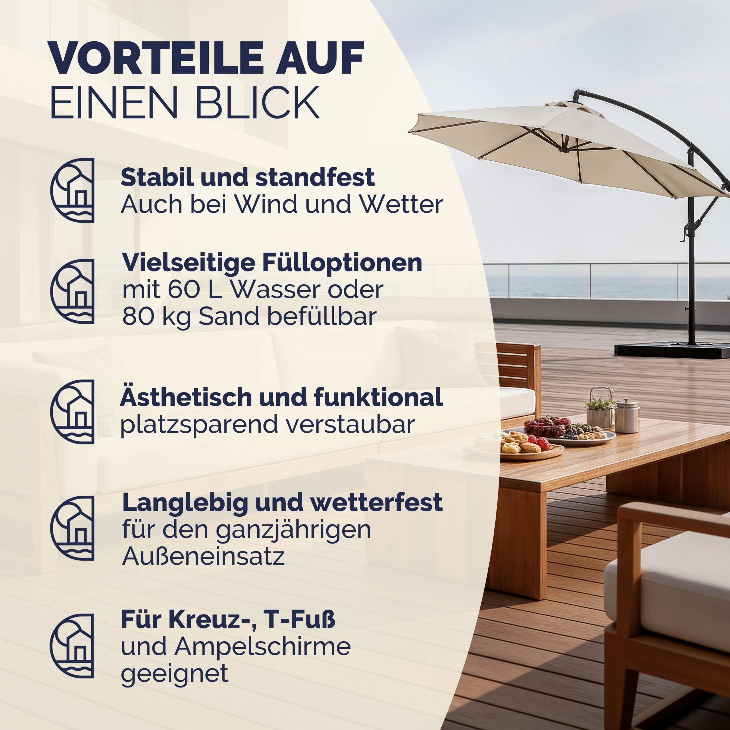 Platten für Schirmständer 4er-Set 105x105x7cm