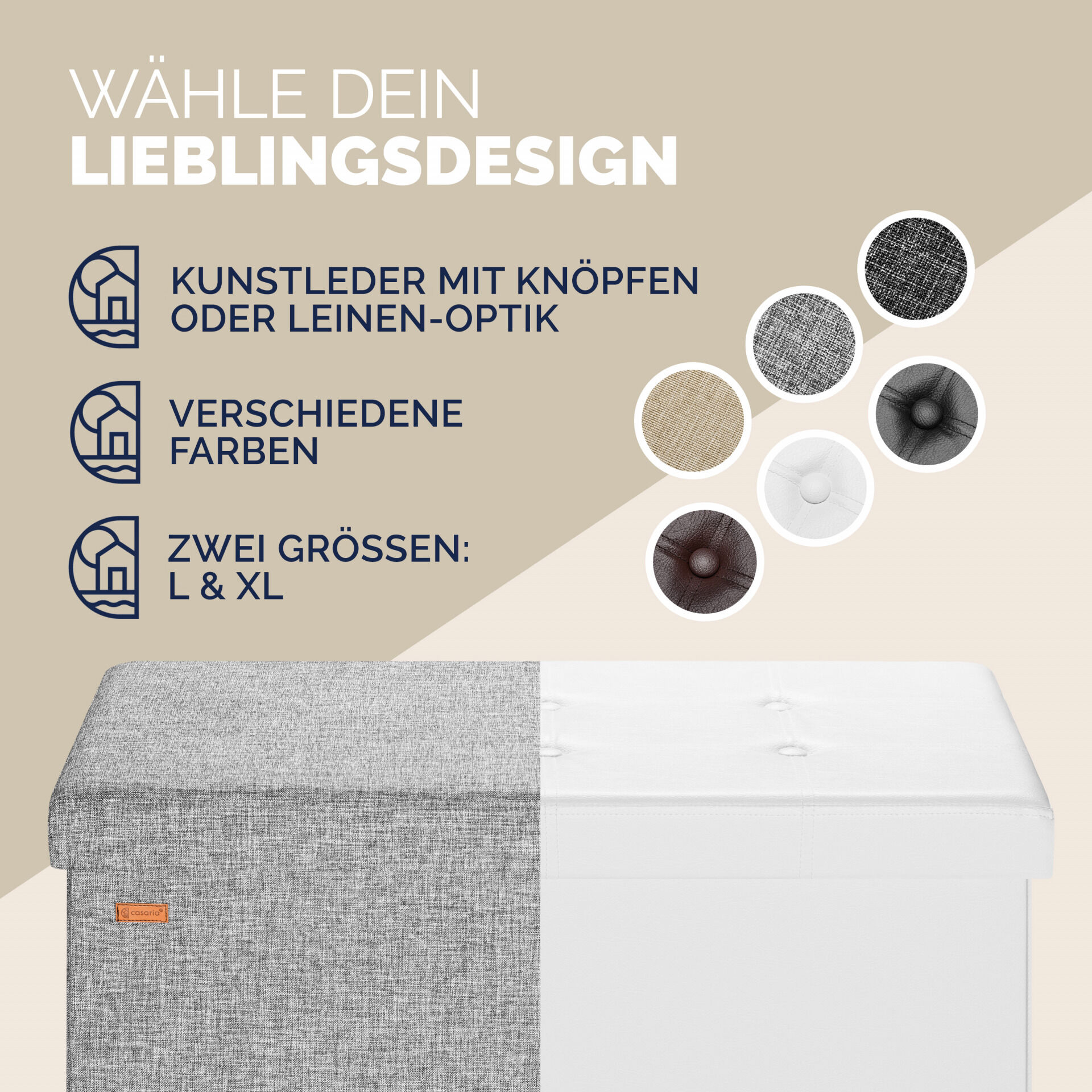 Sitzbank Grau 80x40x40cm MDF faltbar