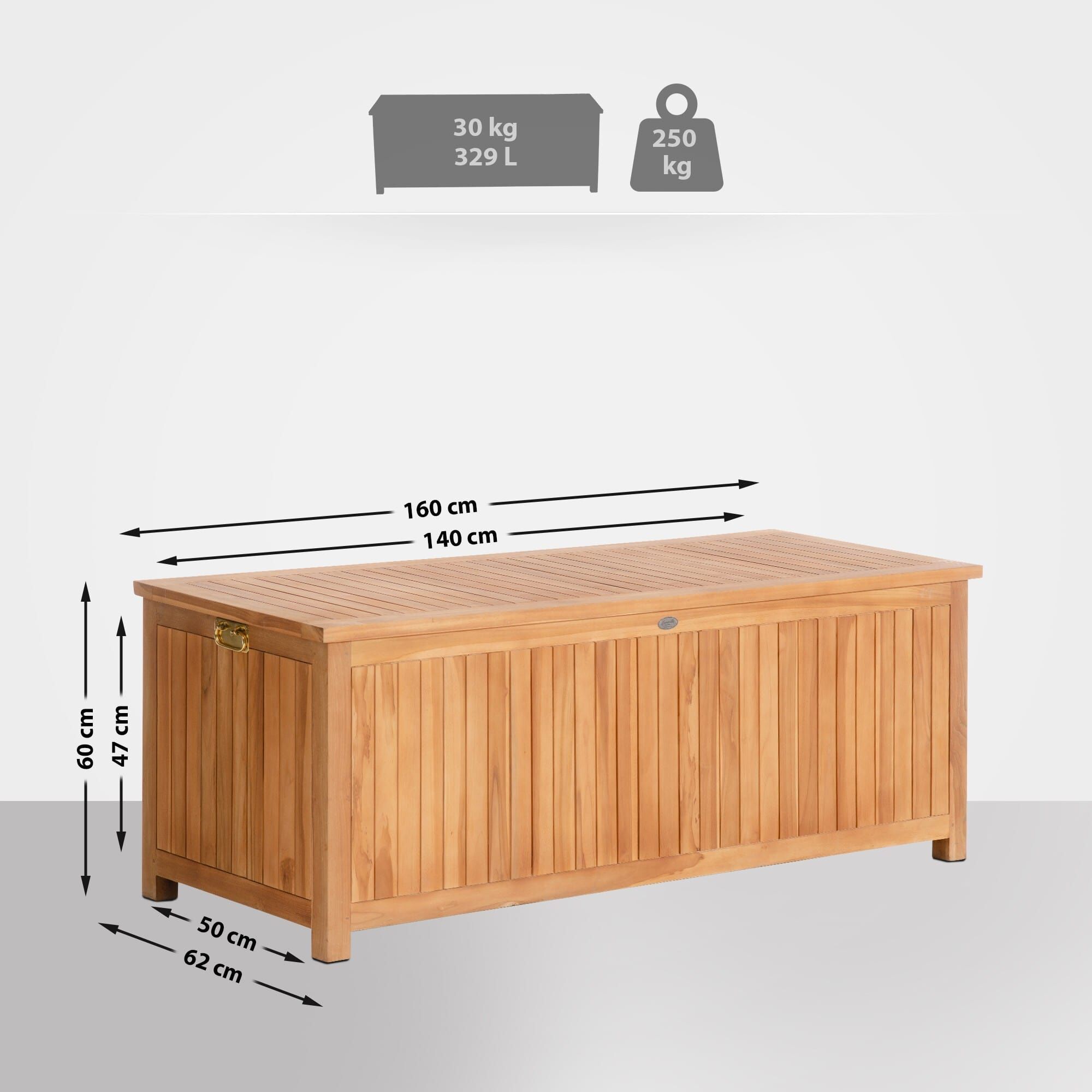 Teak Gartenbox Odessa 160X62X60, teak