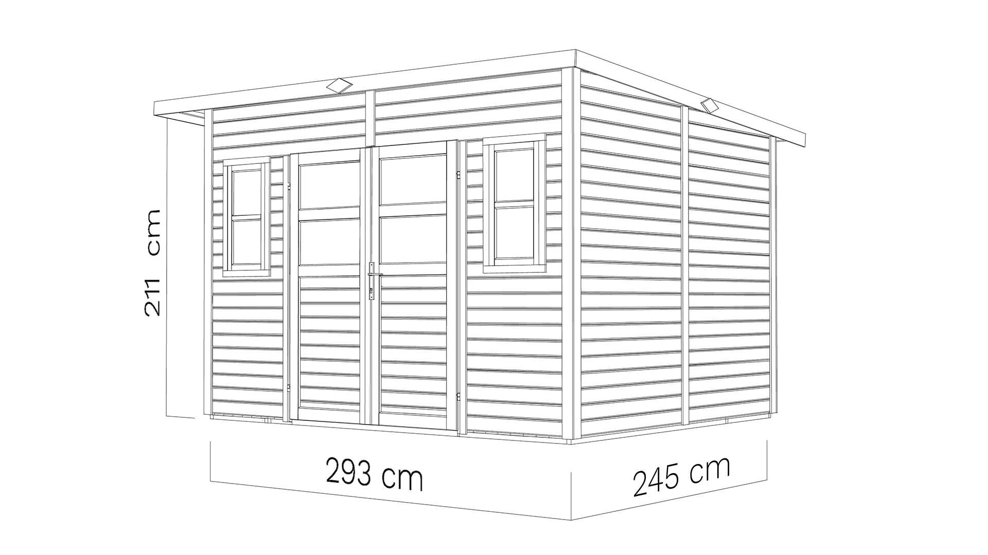 Gartenhaus Felix 4 naturbelassen 293 x 244 cm