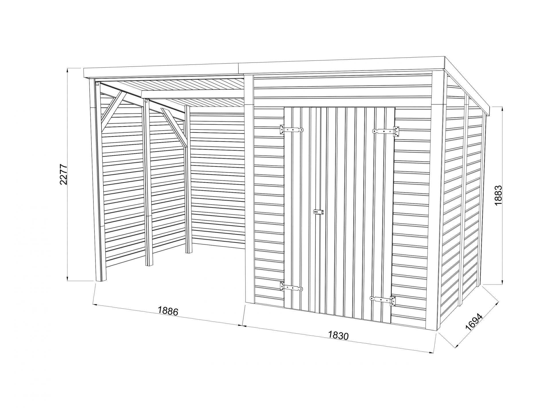Palmako Gerätehaus Leif 3,0+2,9 m²