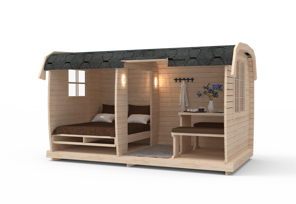 Tinyhaus Camping Bus Tromso 230x400, montiert