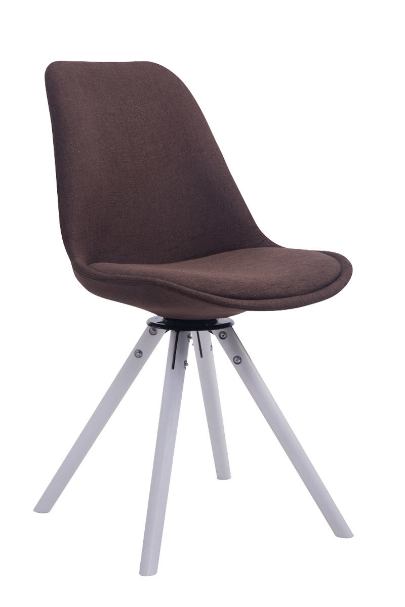 Besucherstuhl Troyes Drehbar Weiß Stoff Rund, braun